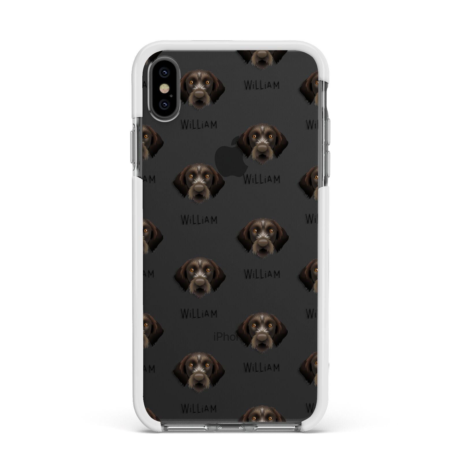 Korthals Griffon Icon with Name Apple iPhone Xs Max Impact Case White Edge on Black Phone