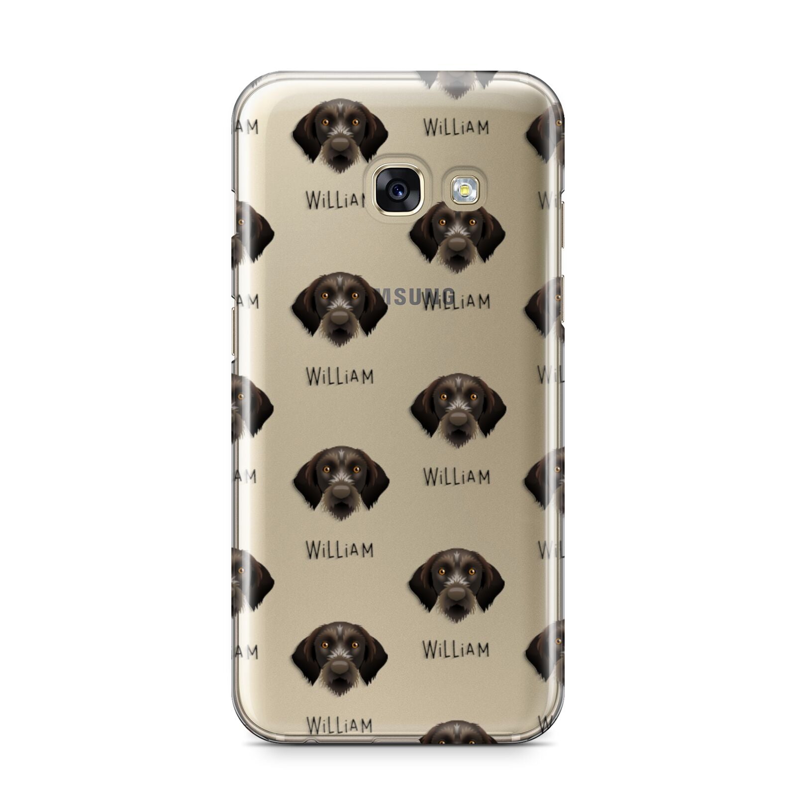 Korthals Griffon Icon with Name Samsung Galaxy A3 2017 Case on gold phone