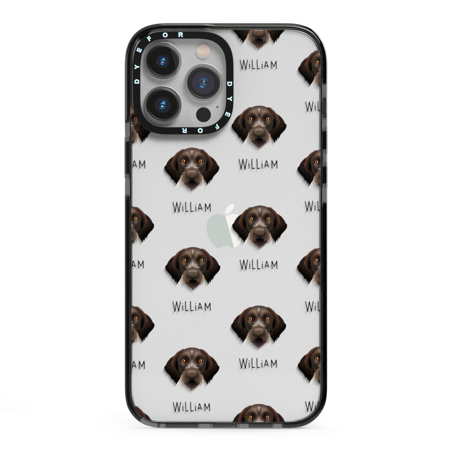 Korthals Griffon Icon with Name iPhone 13 Pro Max Black Impact Case on Silver phone