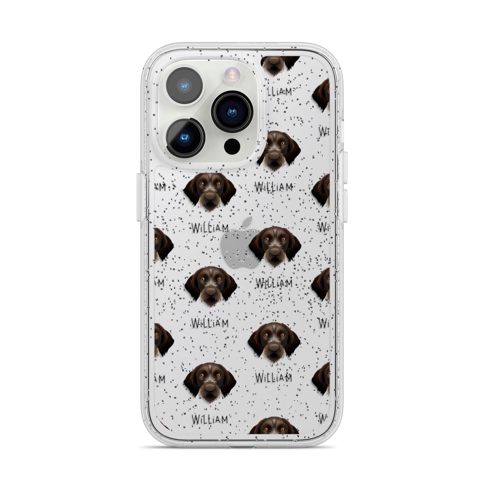 Korthals Griffon Icon with Name iPhone 14 Pro Glitter Tough Case Silver