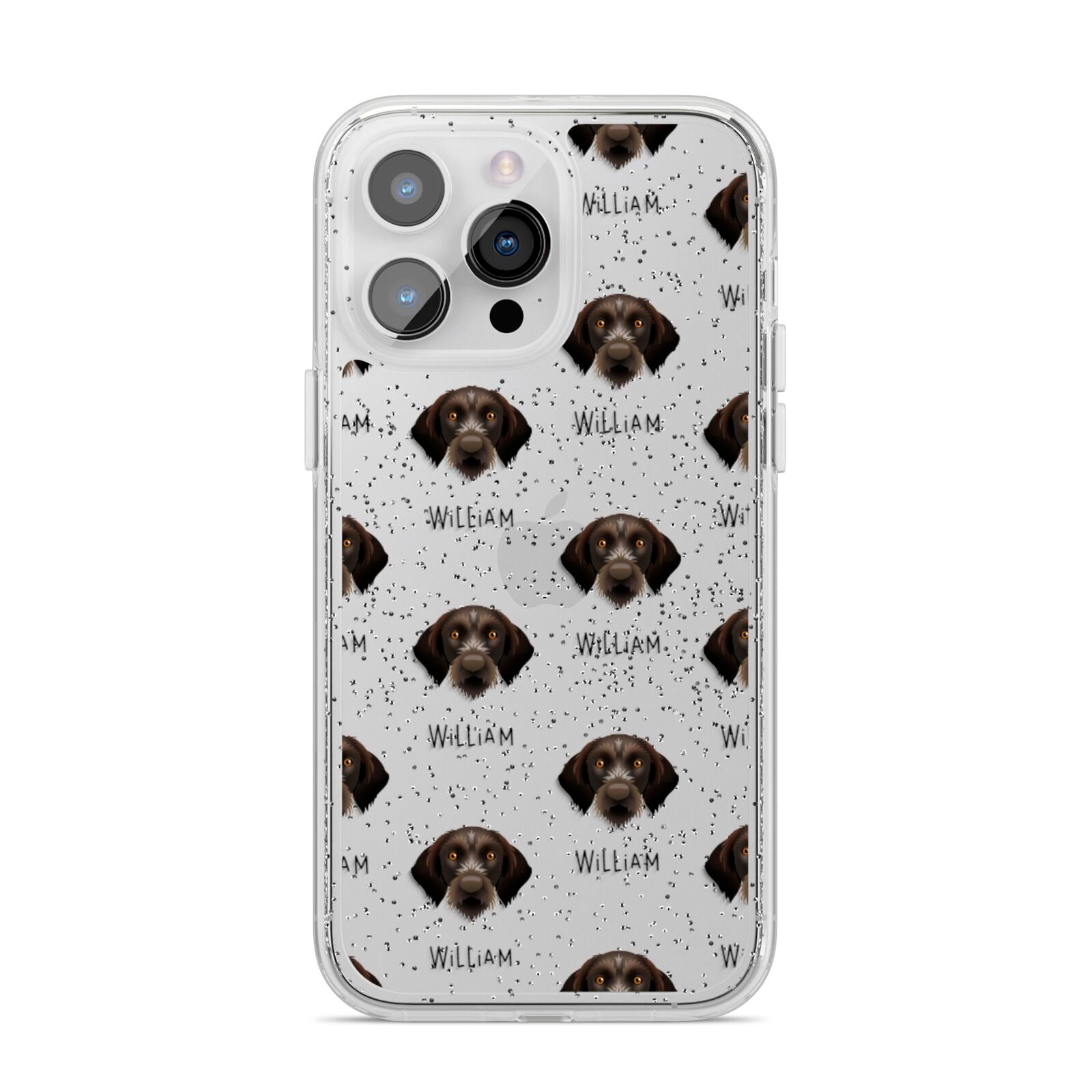 Korthals Griffon Icon with Name iPhone 14 Pro Max Glitter Tough Case Silver