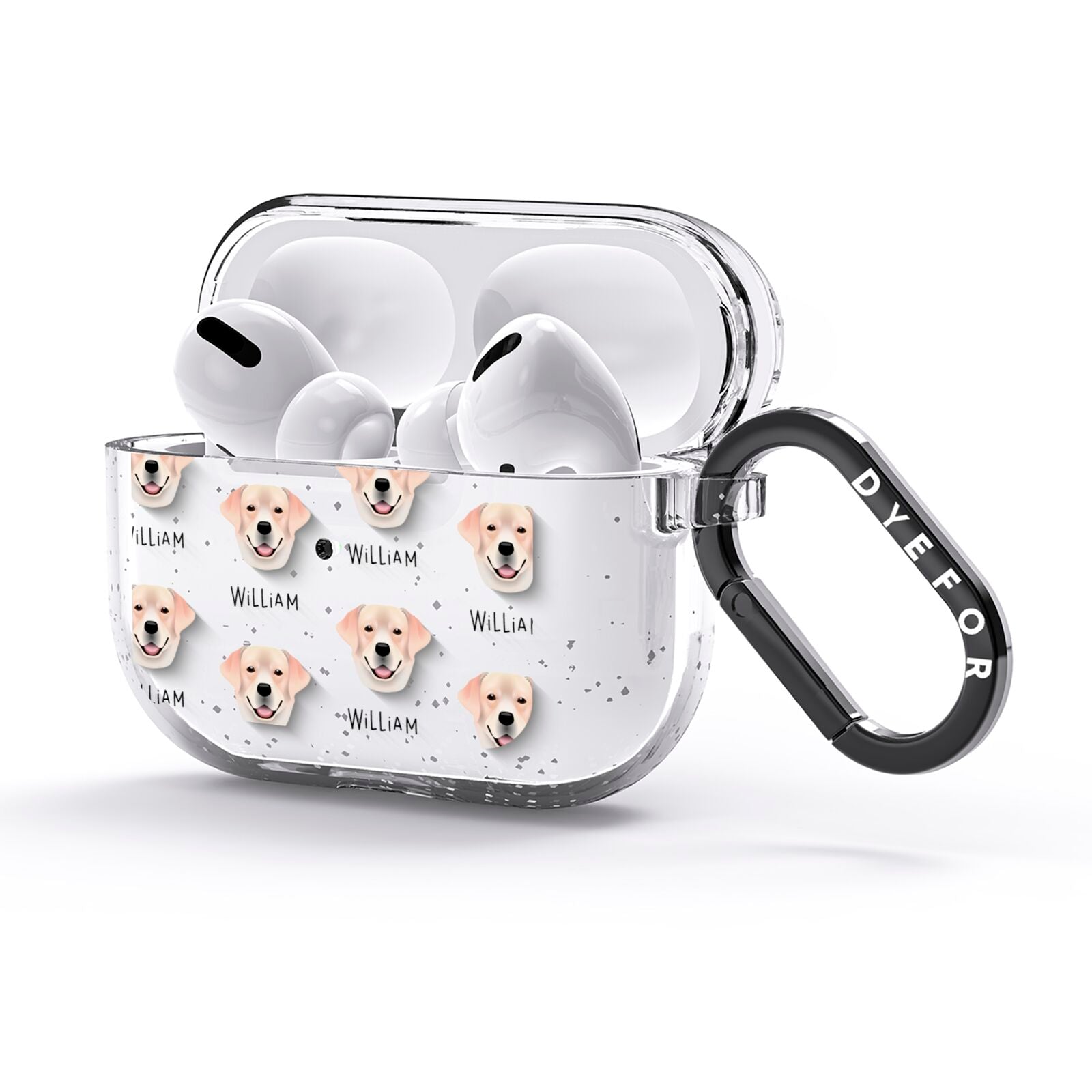 Labrador Retriever Icon with Name AirPods Glitter Case 3rd Gen Side Image