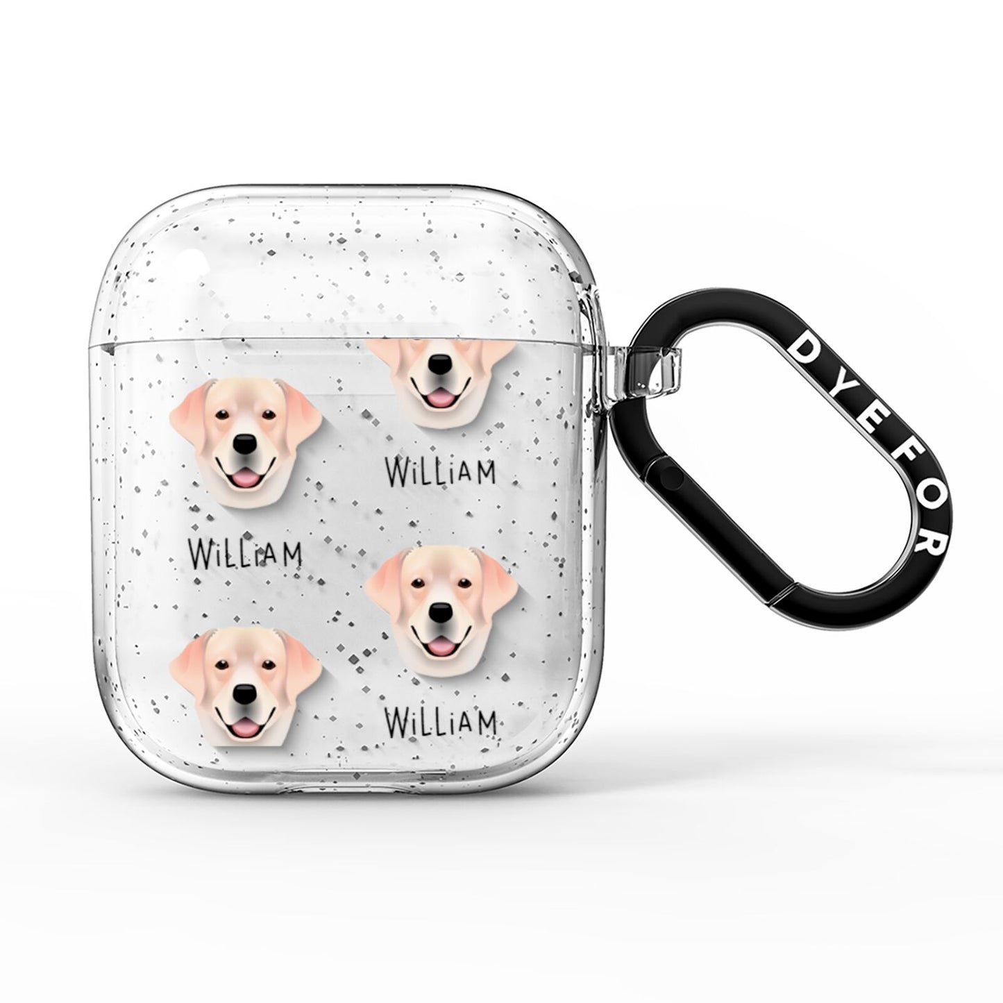 Labrador Retriever Icon with Name AirPods Glitter Case