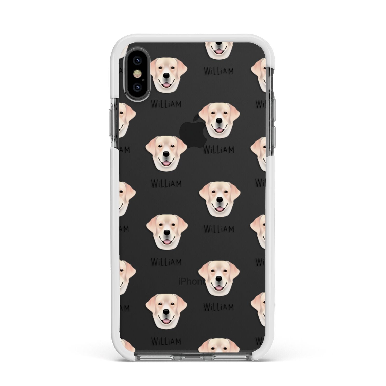 Labrador Retriever Icon with Name Apple iPhone Xs Max Impact Case White Edge on Black Phone