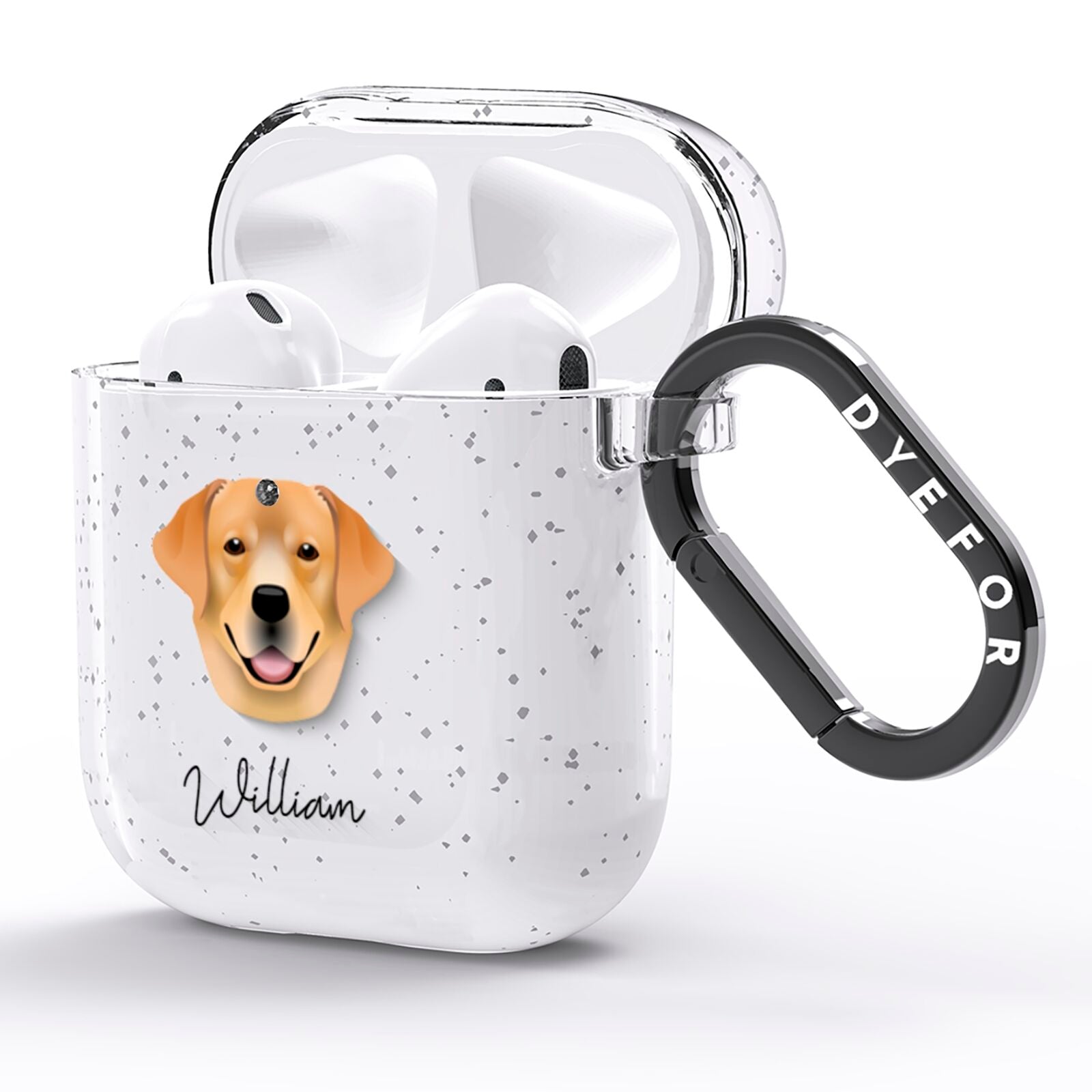 Labrador Retriever Personalised AirPods Glitter Case Side Image