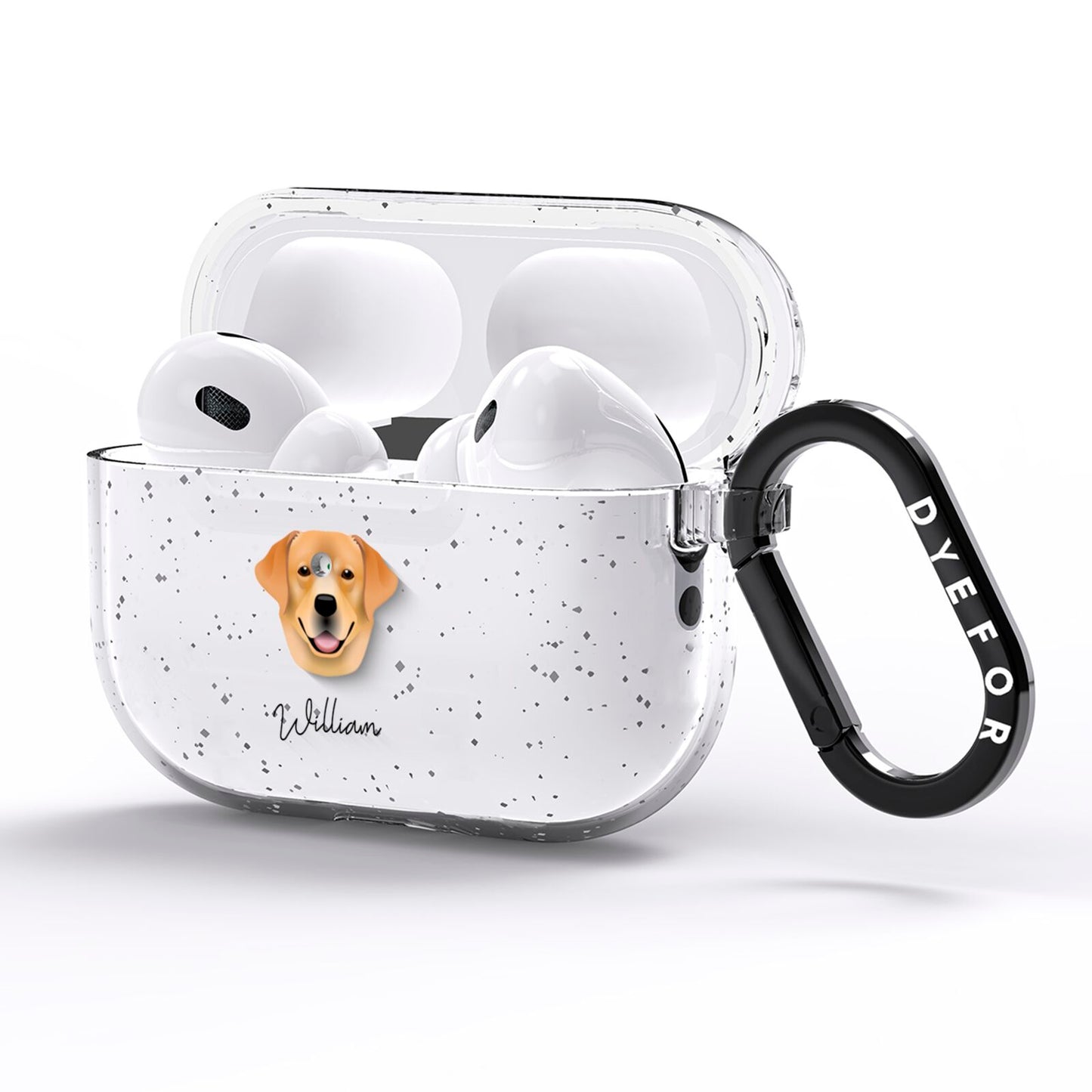 Labrador Retriever Personalised AirPods Pro Glitter Case Side Image