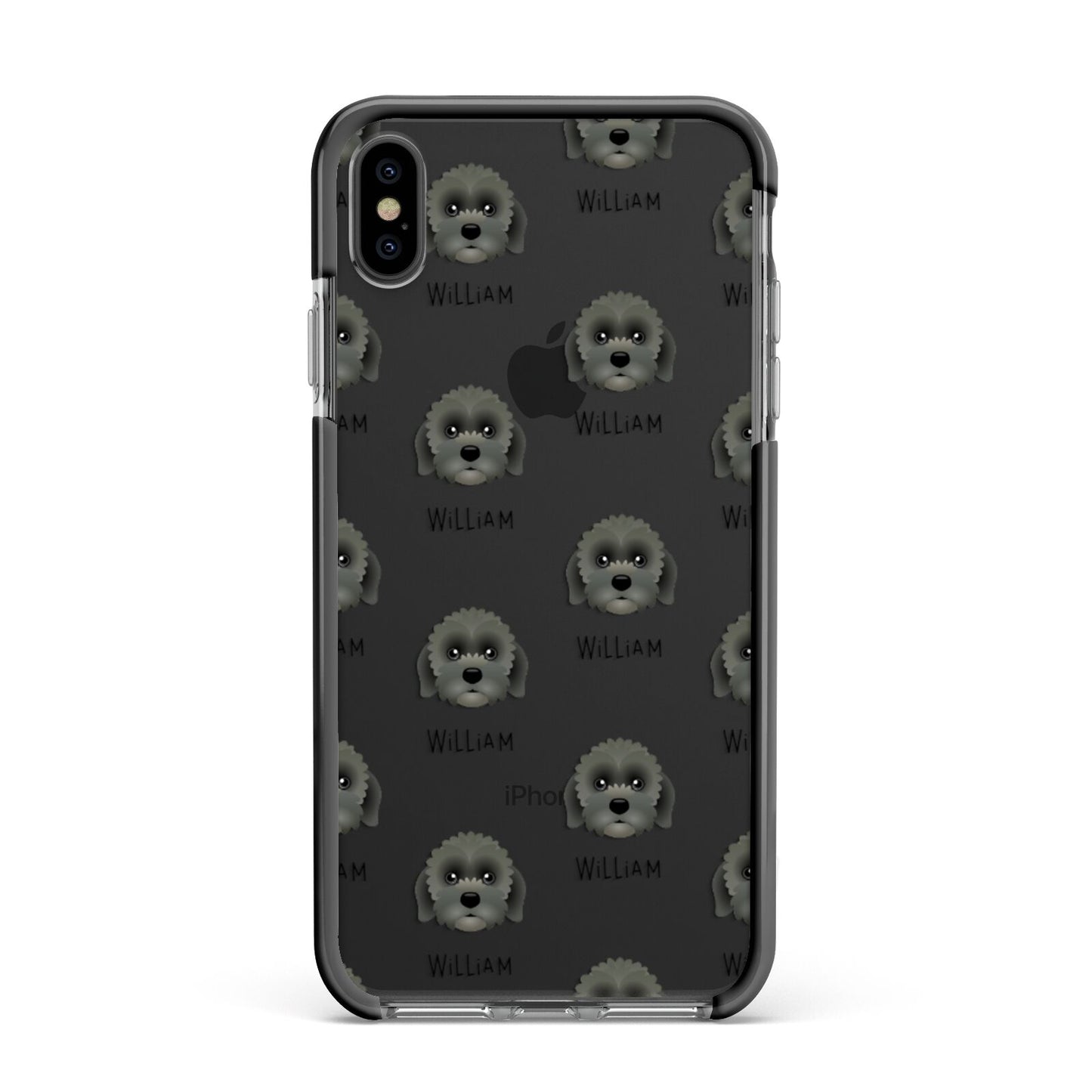 Lachon Icon with Name Apple iPhone Xs Max Impact Case Black Edge on Black Phone