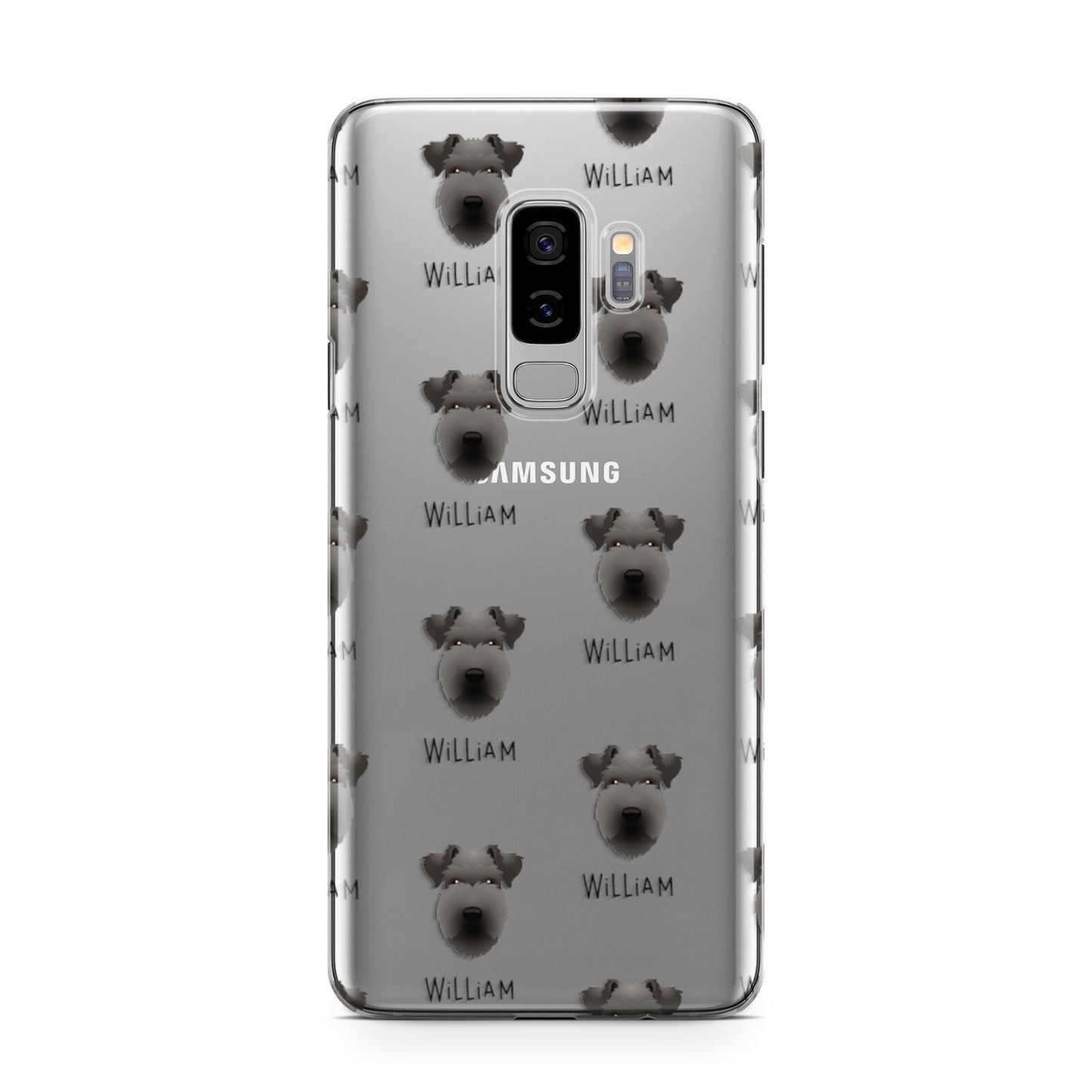 Lakeland Terrier Icon with Name Samsung Galaxy S9 Plus Case on Silver phone