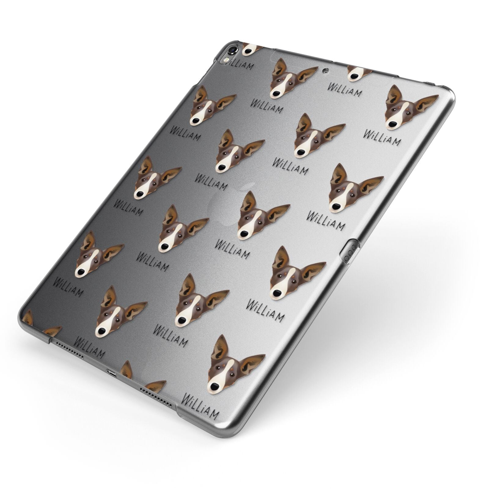 Lancashire Heeler Icon with Name Apple iPad Case on Grey iPad Side View