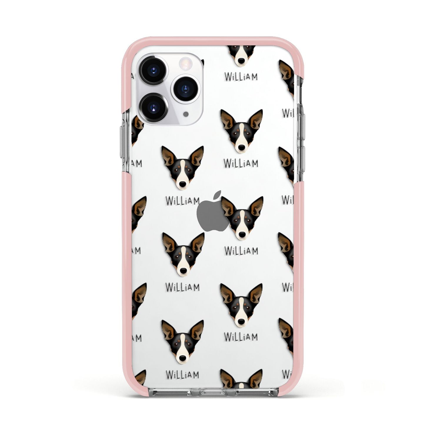 Lancashire Heeler Icon with Name Apple iPhone 11 Pro in Silver with Pink Impact Case