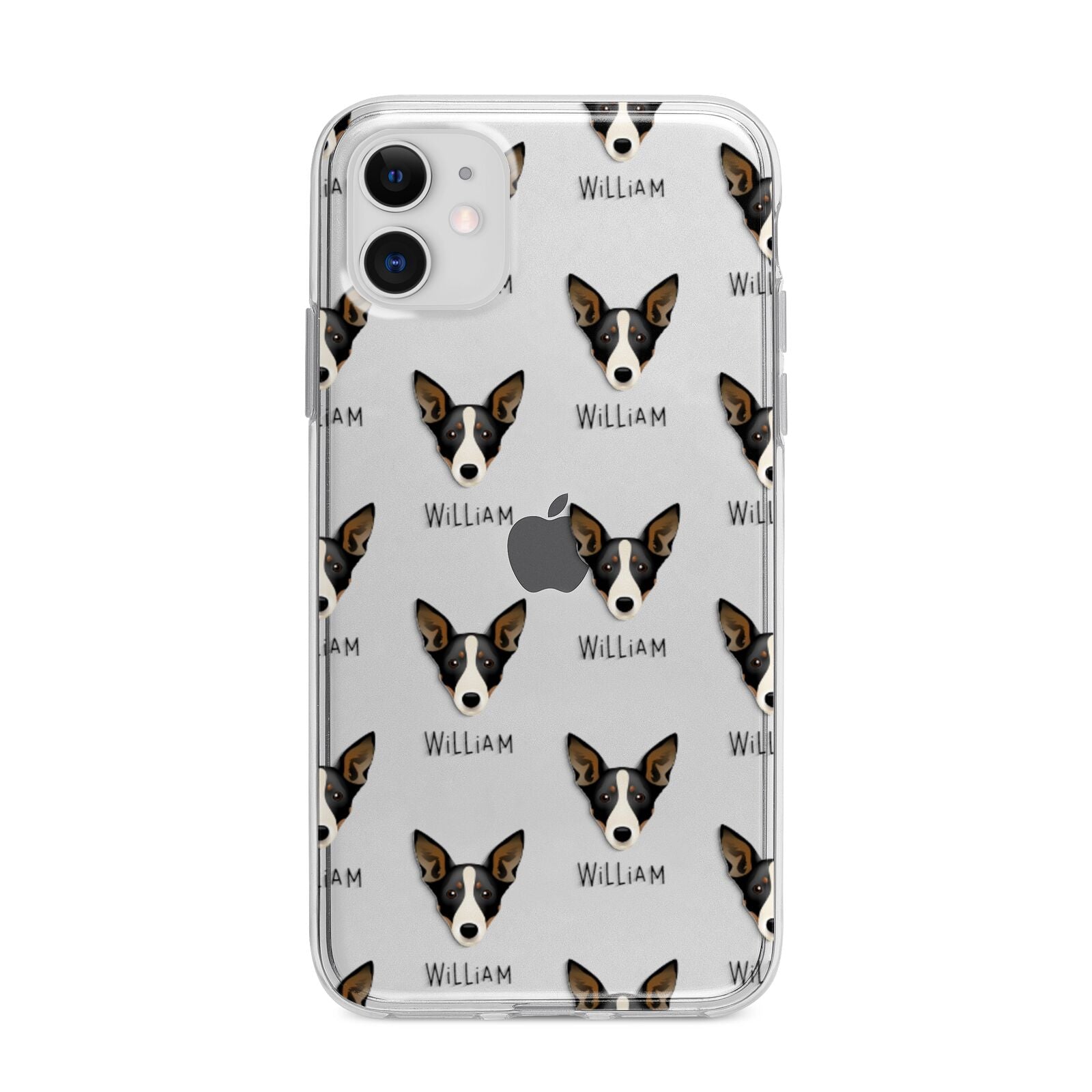 Lancashire Heeler Icon with Name Apple iPhone 11 in White with Bumper Case
