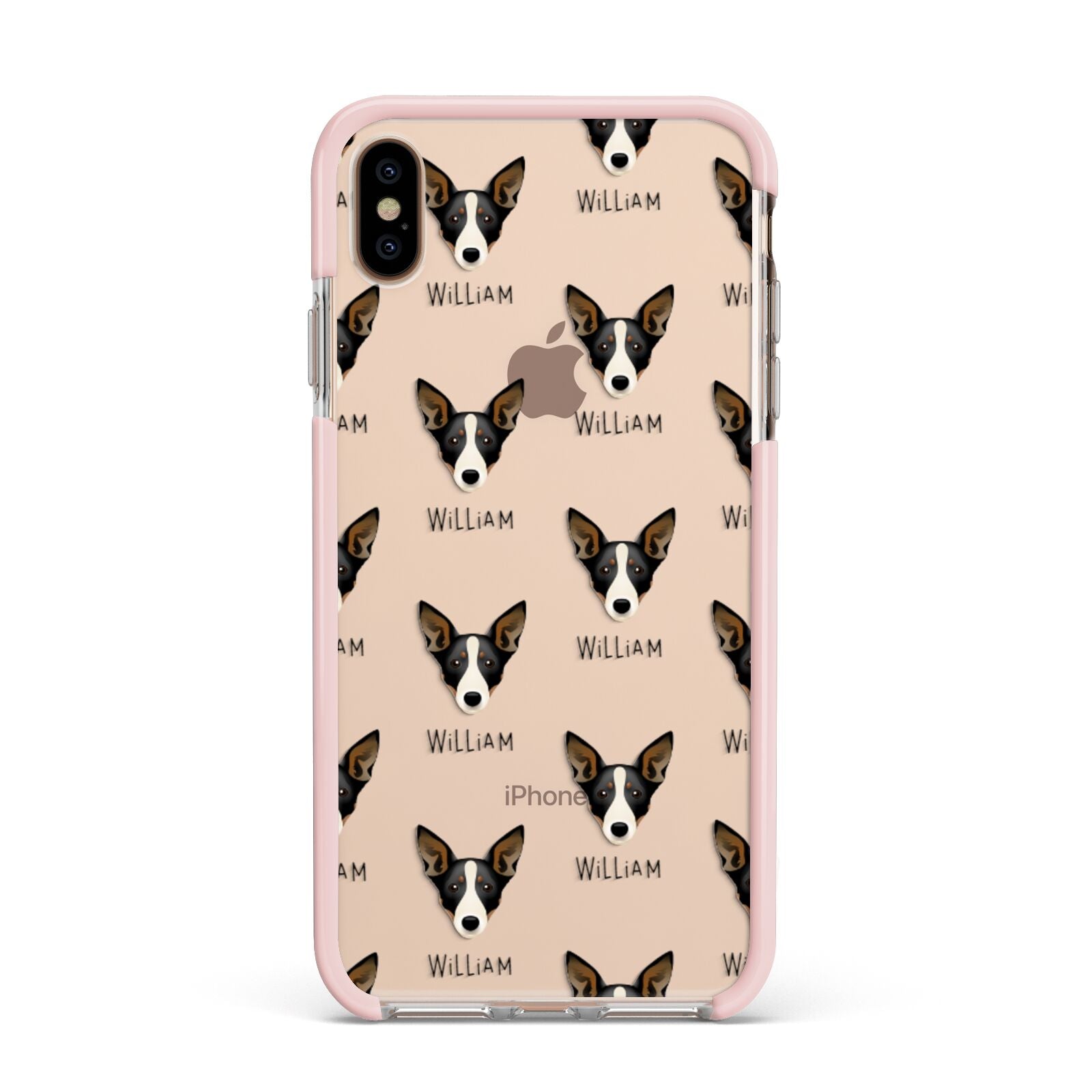 Lancashire Heeler Icon with Name Apple iPhone Xs Max Impact Case Pink Edge on Gold Phone