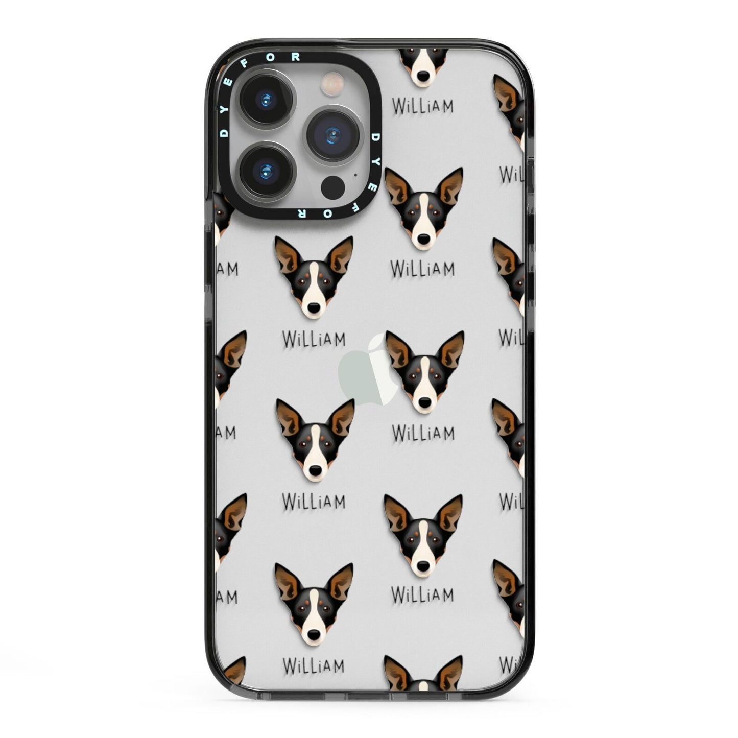 Lancashire Heeler Icon with Name iPhone 13 Pro Max Black Impact Case on Silver phone