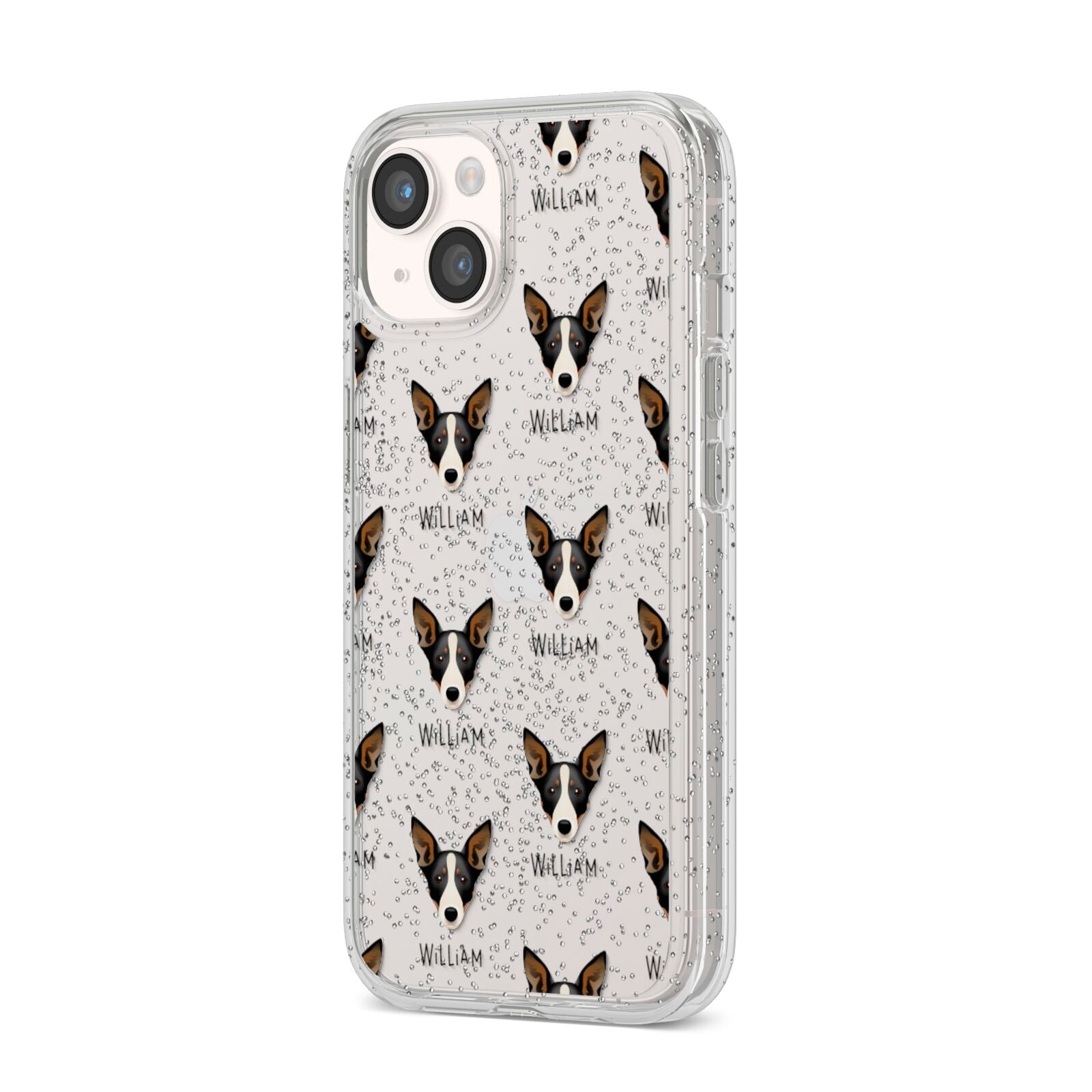 Lancashire Heeler Icon with Name iPhone 14 Glitter Tough Case Starlight Angled Image