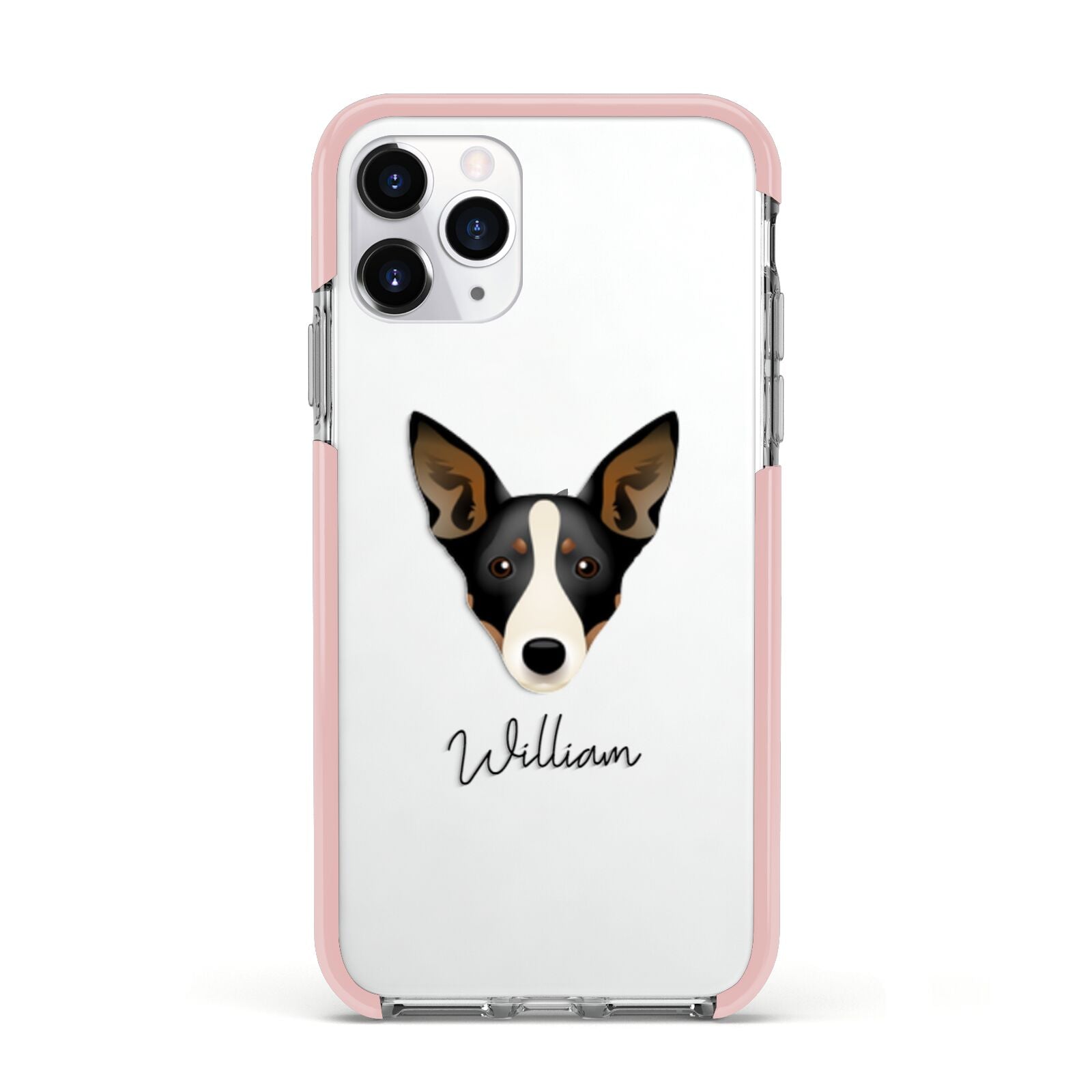 Lancashire Heeler Personalised Apple iPhone 11 Pro in Silver with Pink Impact Case