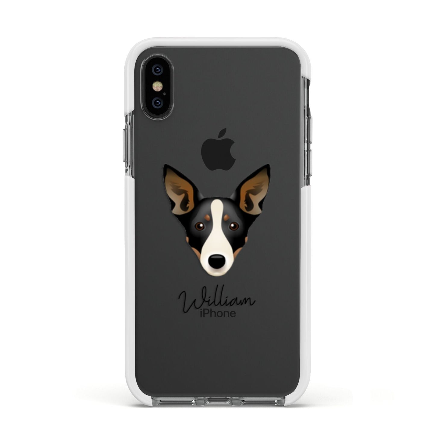 Lancashire Heeler Personalised Apple iPhone Xs Impact Case White Edge on Black Phone