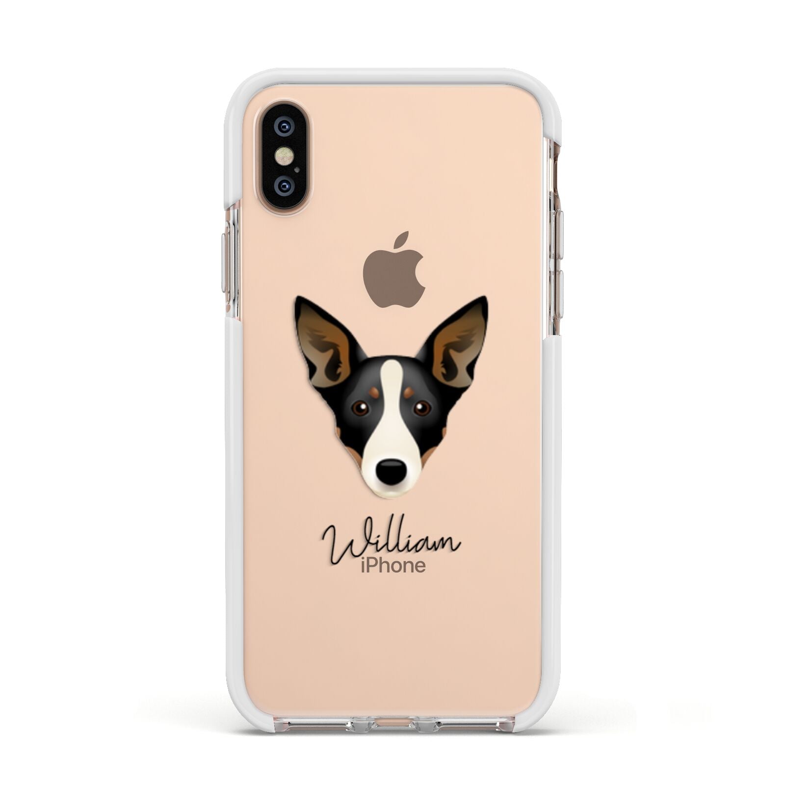 Lancashire Heeler Personalised Apple iPhone Xs Impact Case White Edge on Gold Phone