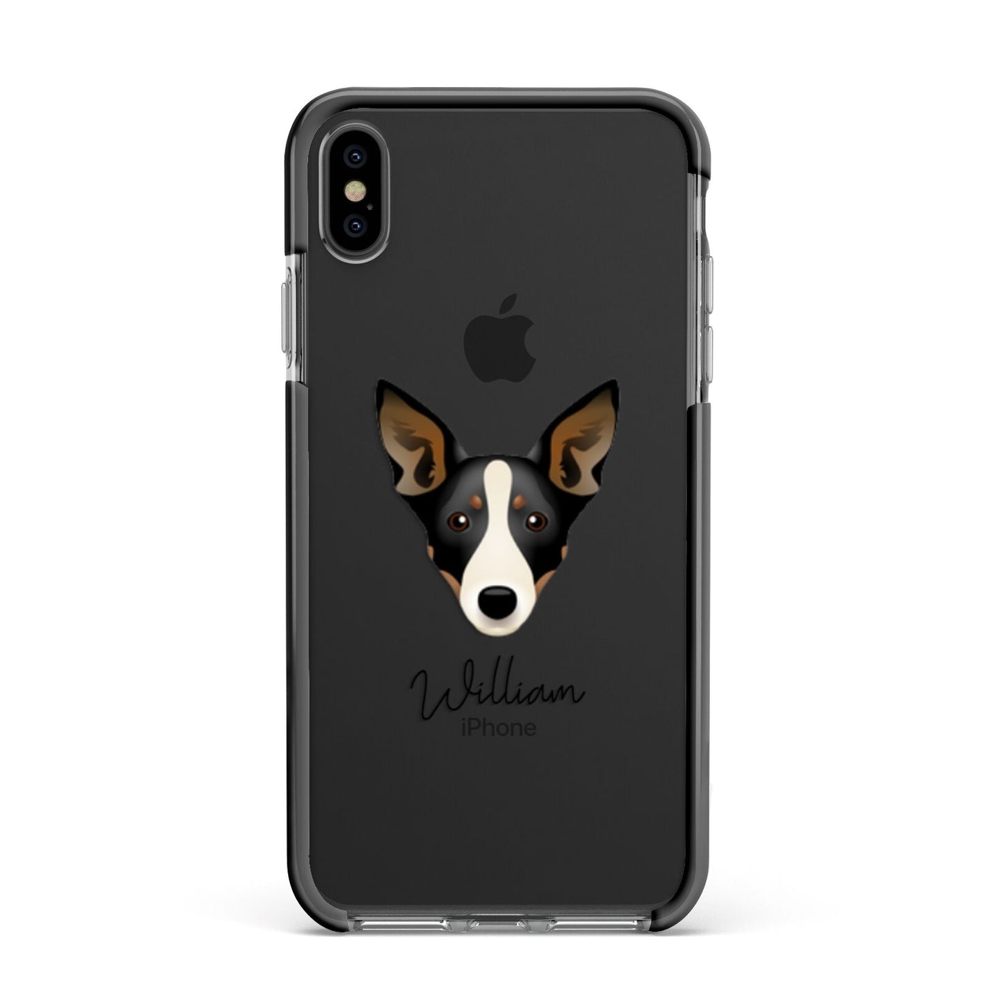 Lancashire Heeler Personalised Apple iPhone Xs Max Impact Case Black Edge on Black Phone