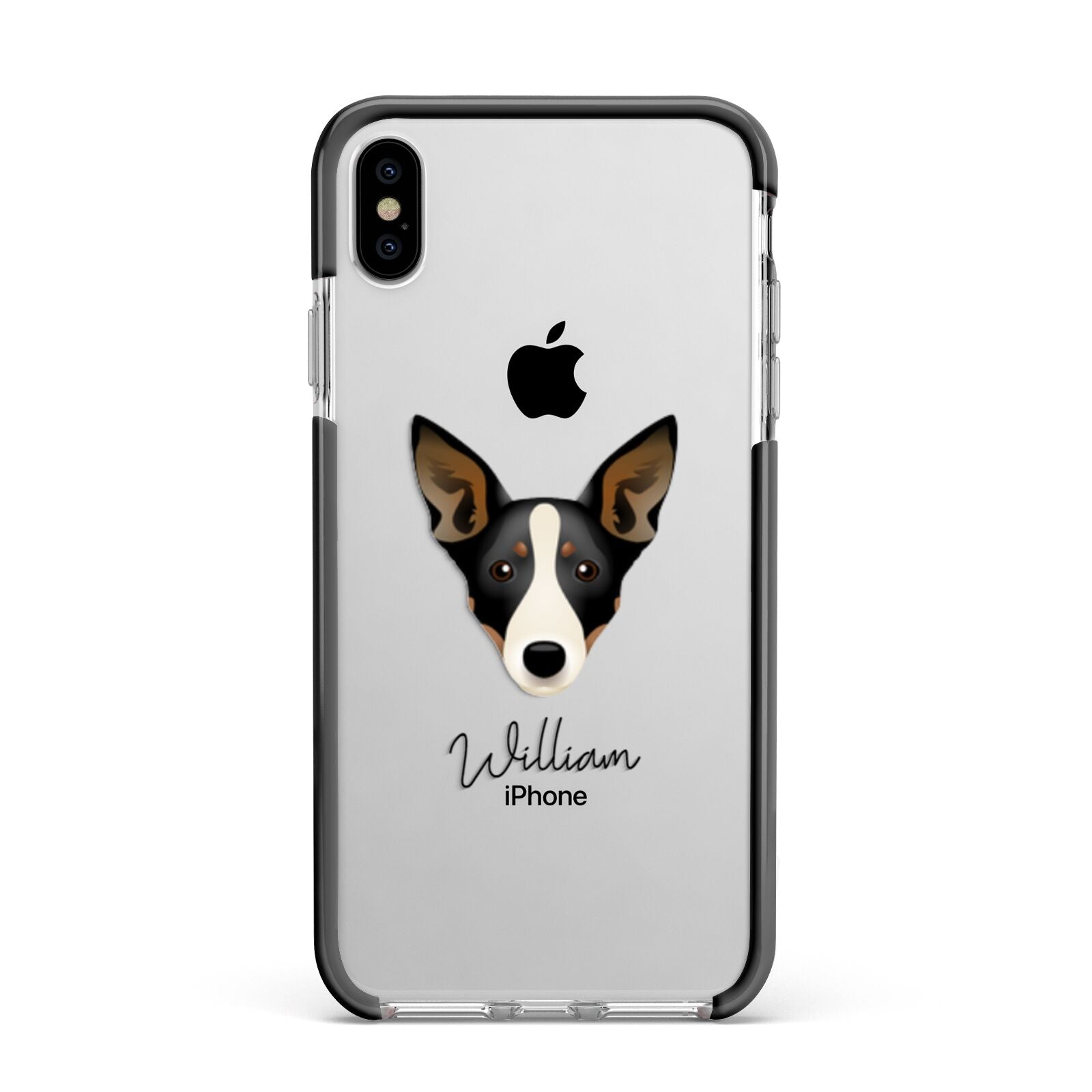 Lancashire Heeler Personalised Apple iPhone Xs Max Impact Case Black Edge on Silver Phone