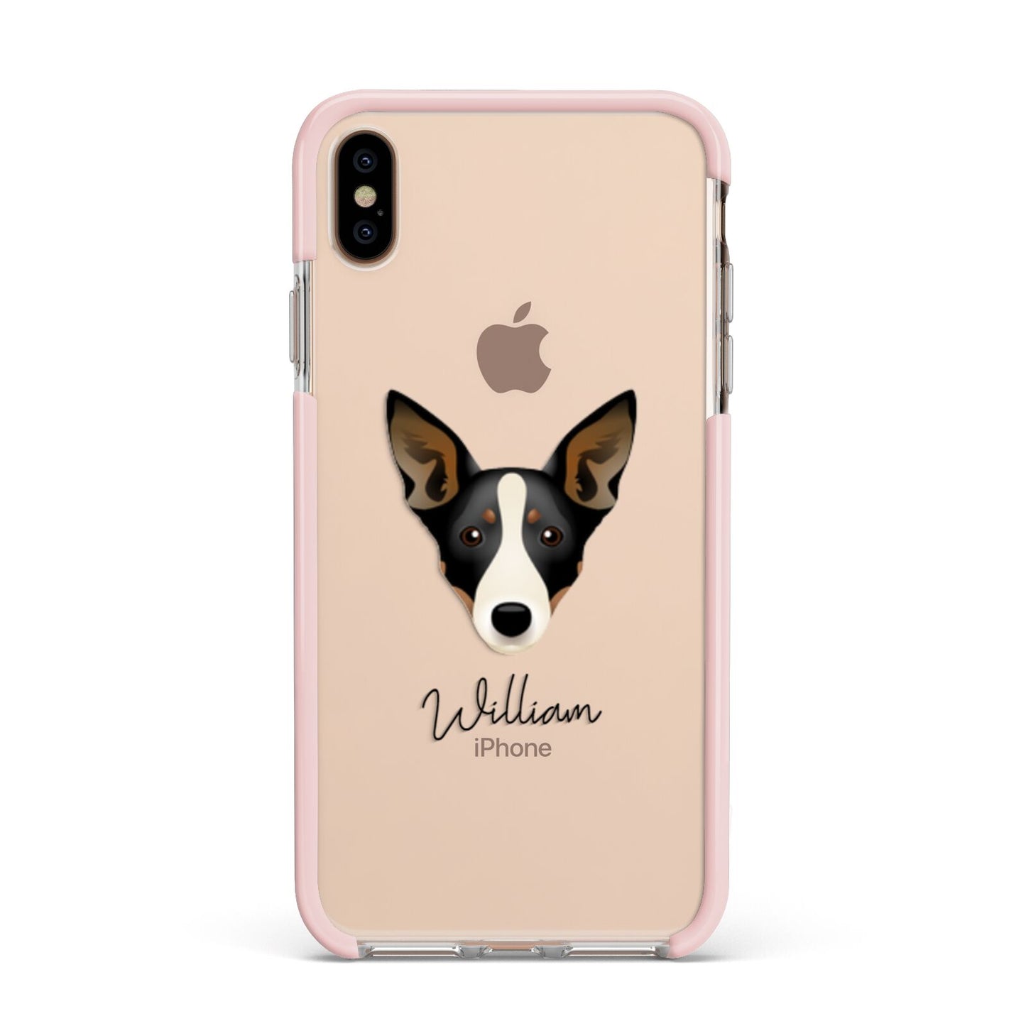 Lancashire Heeler Personalised Apple iPhone Xs Max Impact Case Pink Edge on Gold Phone