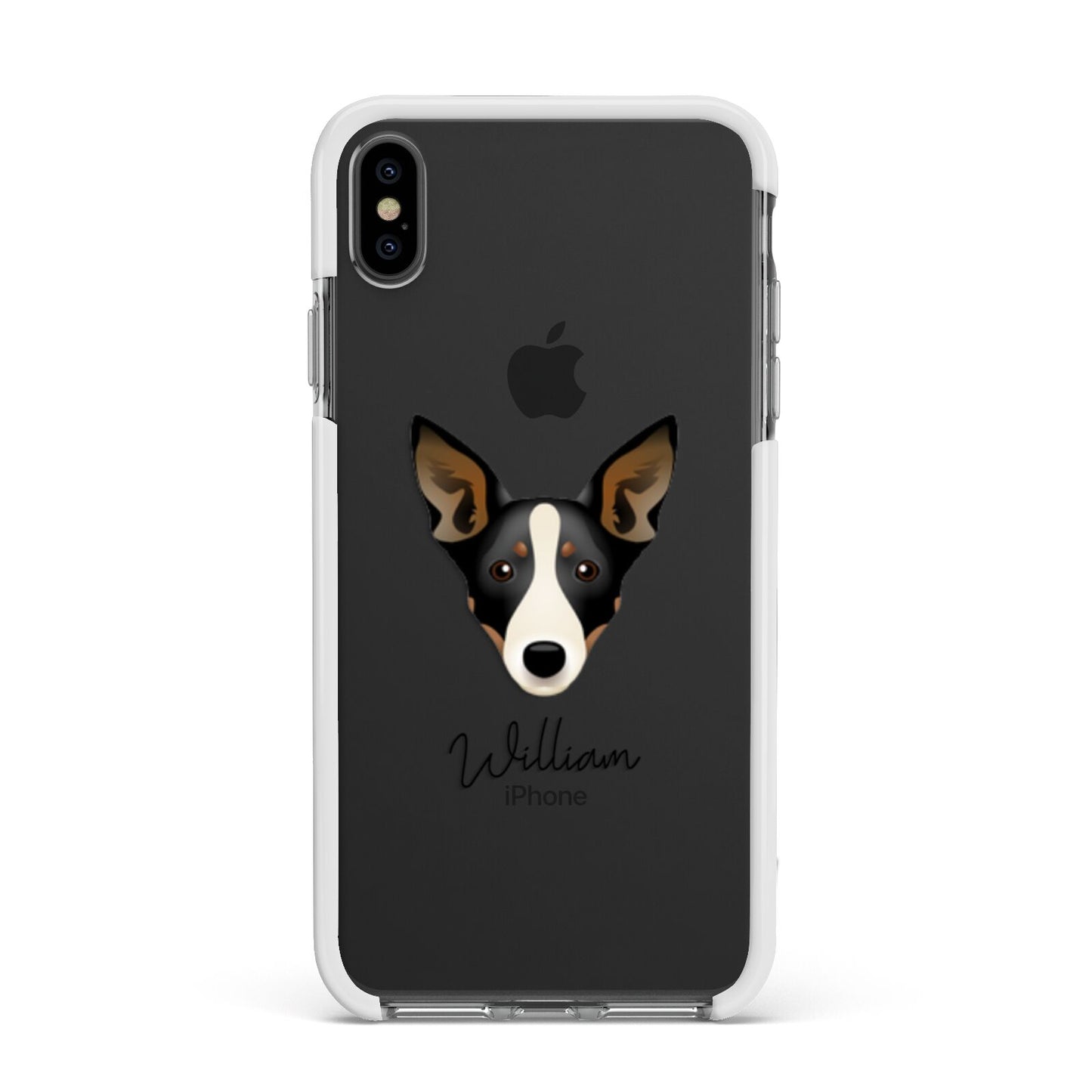 Lancashire Heeler Personalised Apple iPhone Xs Max Impact Case White Edge on Black Phone