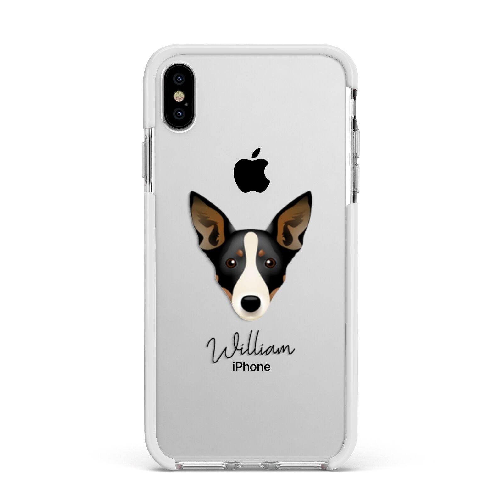 Lancashire Heeler Personalised Apple iPhone Xs Max Impact Case White Edge on Silver Phone