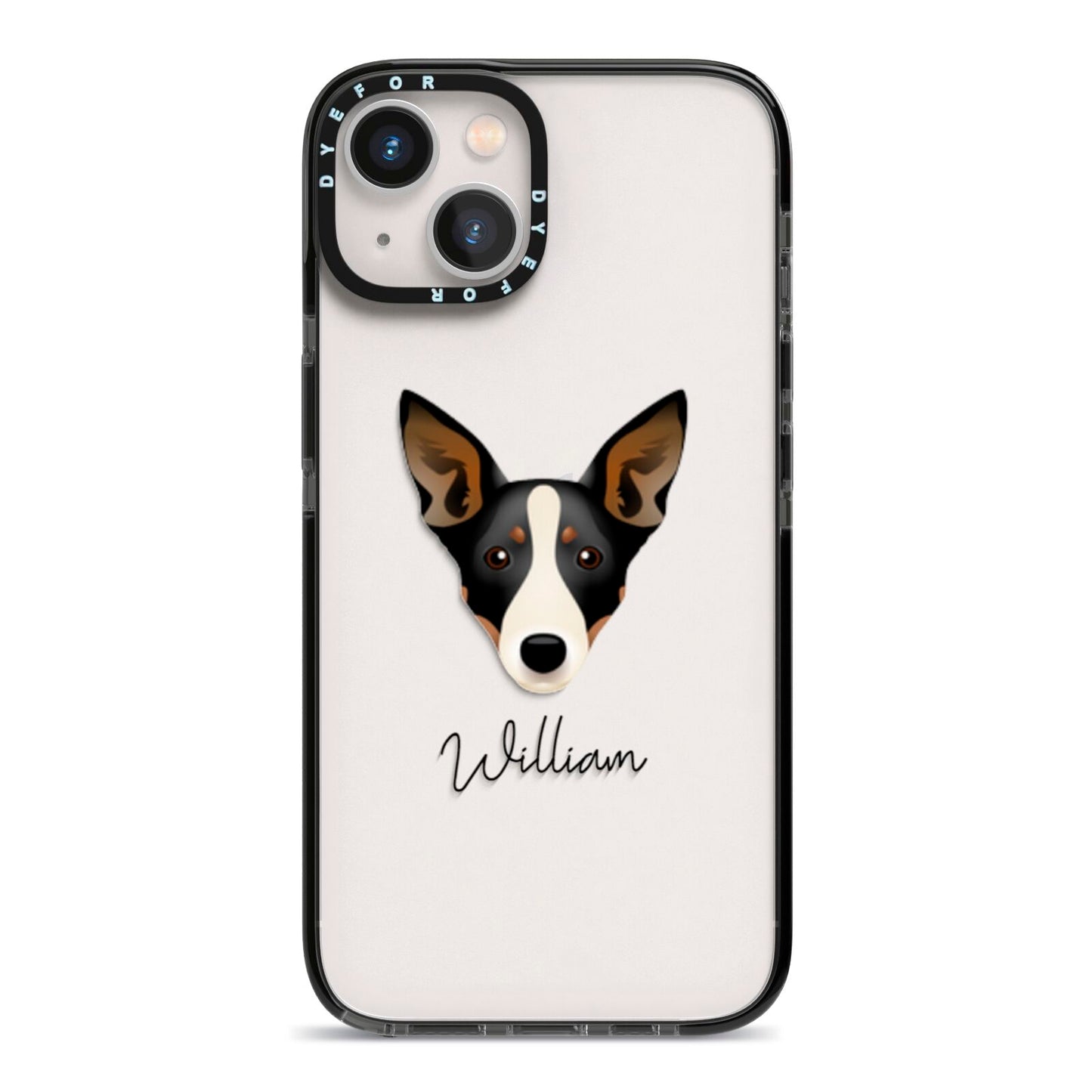 Lancashire Heeler Personalised iPhone 13 Black Impact Case on Silver phone