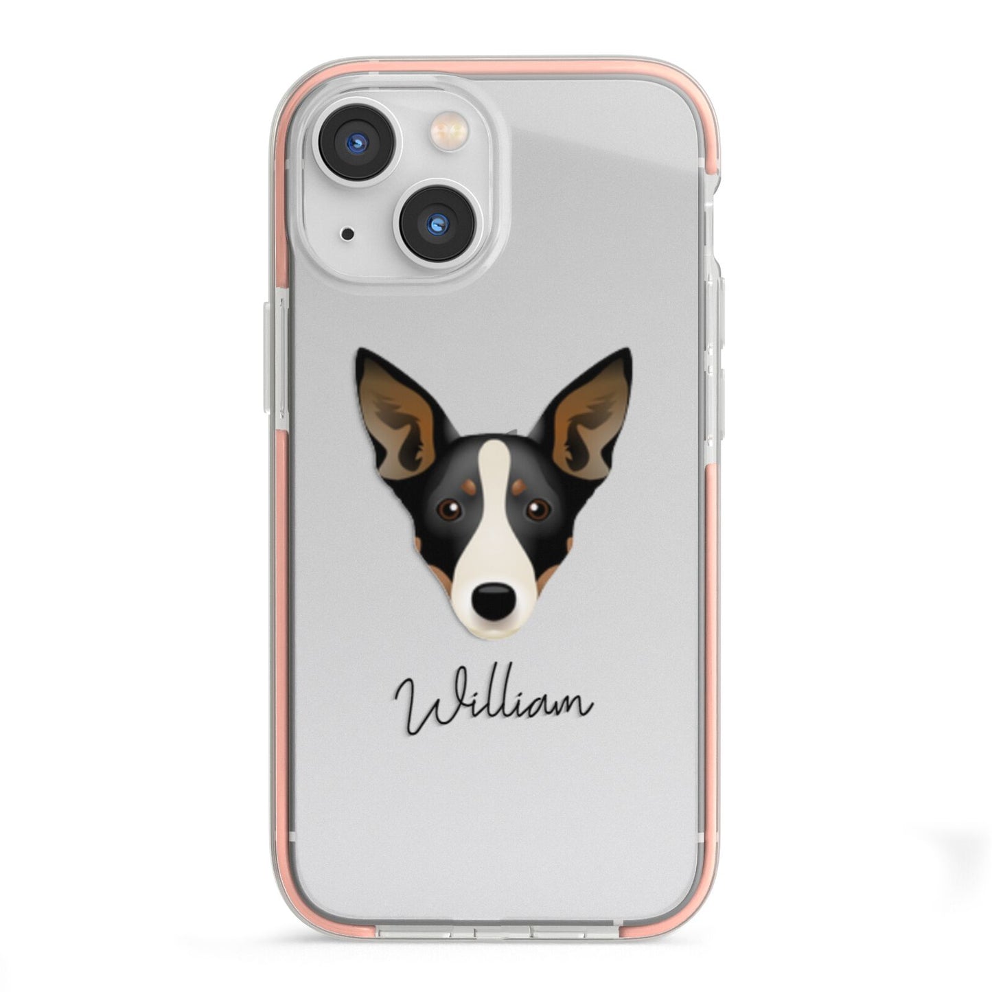 Lancashire Heeler Personalised iPhone 13 Mini TPU Impact Case with Pink Edges