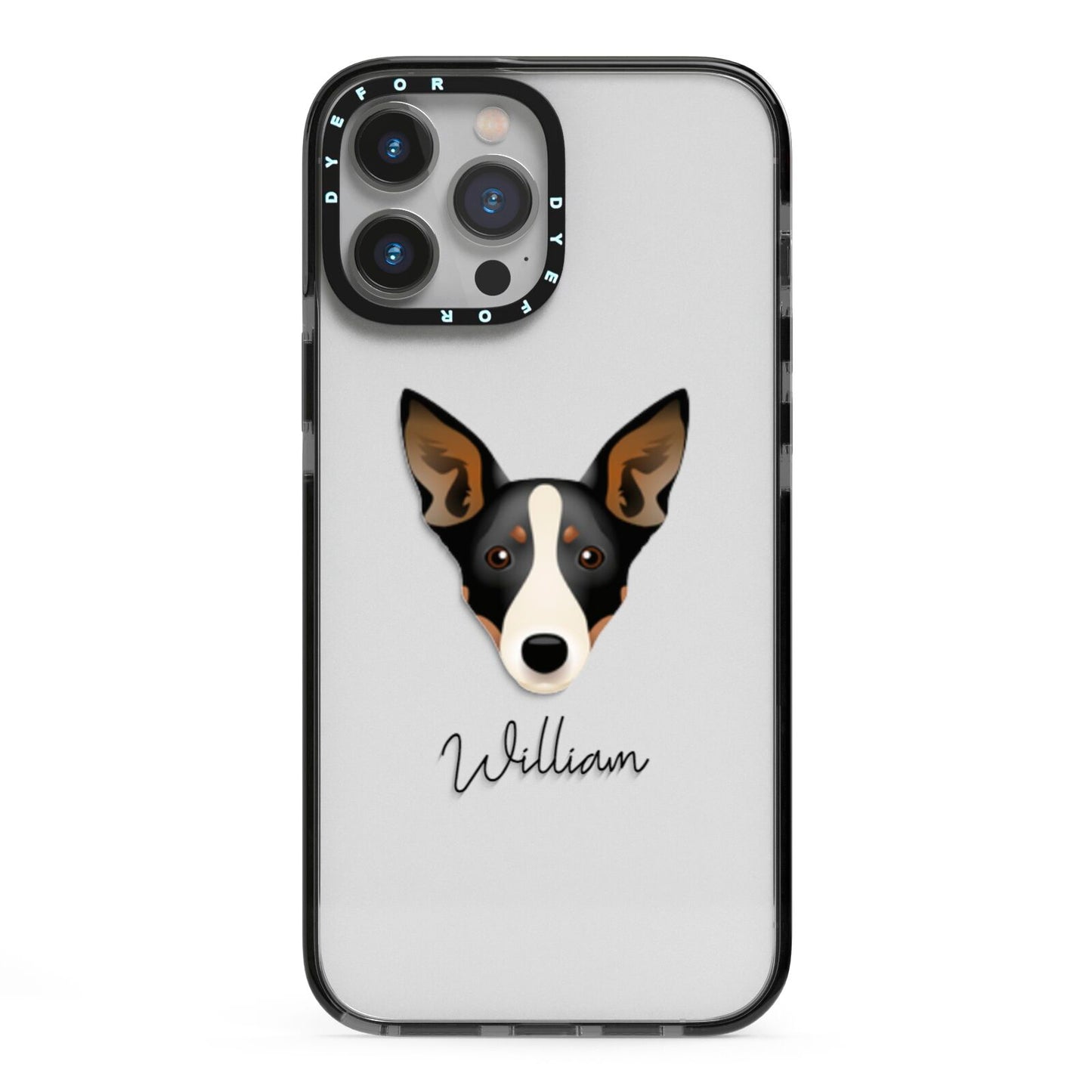 Lancashire Heeler Personalised iPhone 13 Pro Max Black Impact Case on Silver phone