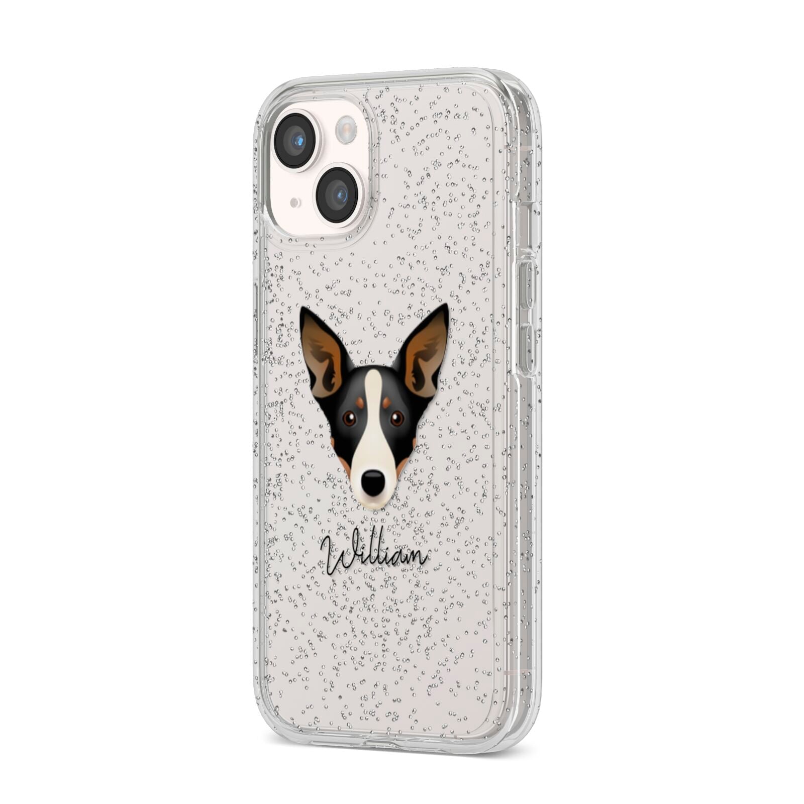 Lancashire Heeler Personalised iPhone 14 Glitter Tough Case Starlight Angled Image