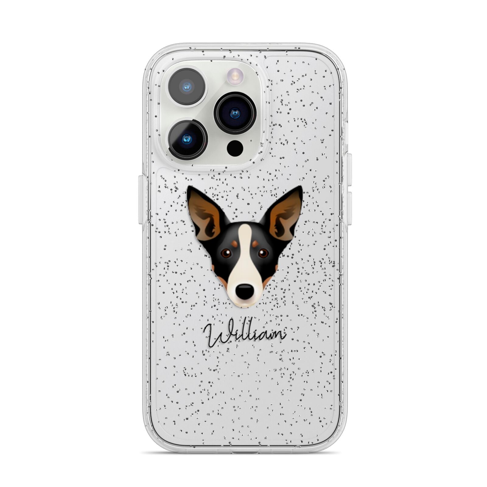 Lancashire Heeler Personalised iPhone 14 Pro Glitter Tough Case Silver