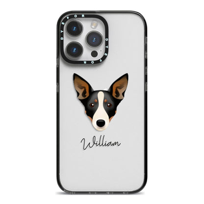 Lancashire Heeler Personalised iPhone 14 Pro Max Black Impact Case on Silver phone