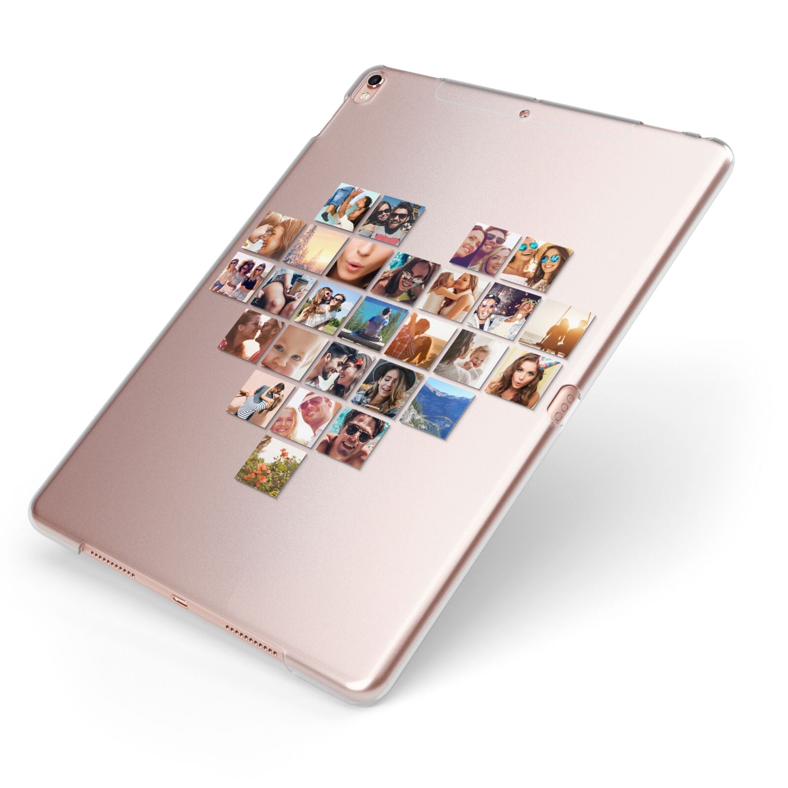 Large Heart Photo Montage Upload Apple iPad Case on Rose Gold iPad Side View