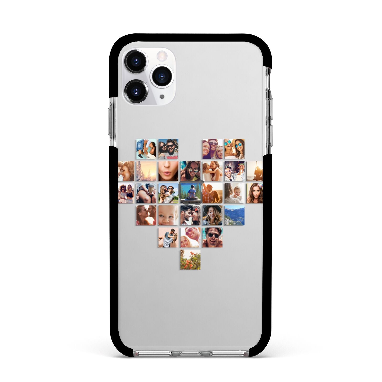 Large Heart Photo Montage Upload Apple iPhone 11 Pro Max in Silver with Black Impact Case
