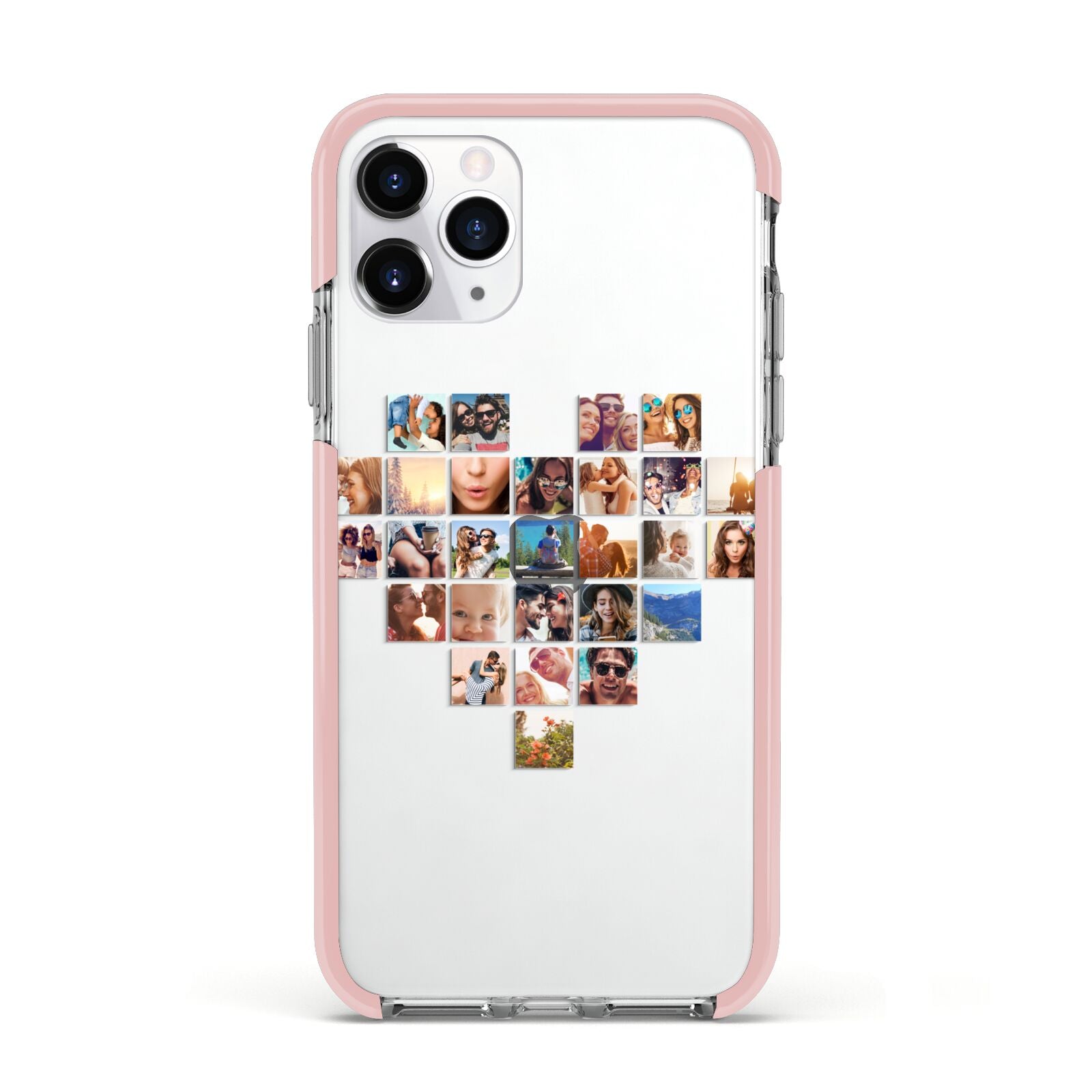 Large Heart Photo Montage Upload Apple iPhone 11 Pro in Silver with Pink Impact Case