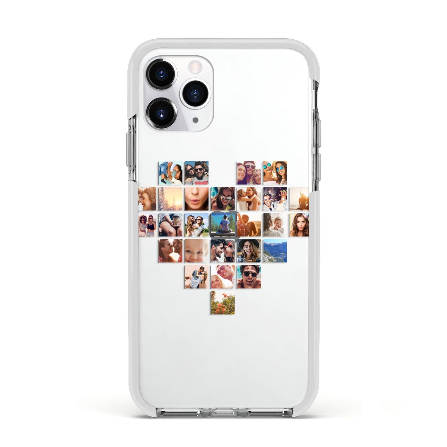 Large Heart Photo Montage Upload Apple iPhone 11 Pro in Silver with White Impact Case