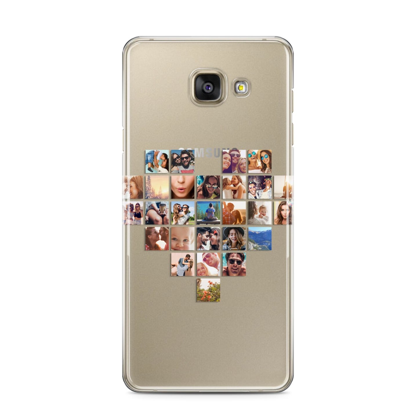 Large Heart Photo Montage Upload Samsung Galaxy A3 2016 Case on gold phone