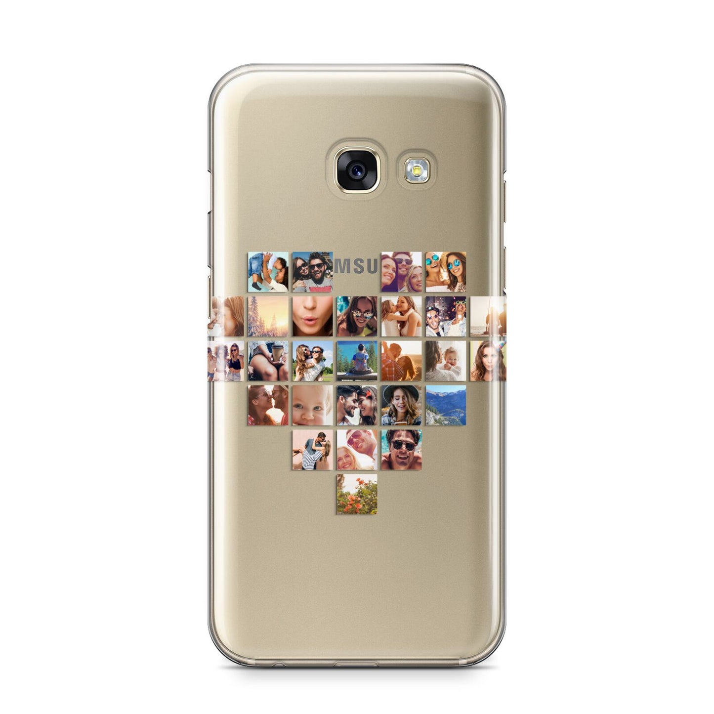 Large Heart Photo Montage Upload Samsung Galaxy A3 2017 Case on gold phone