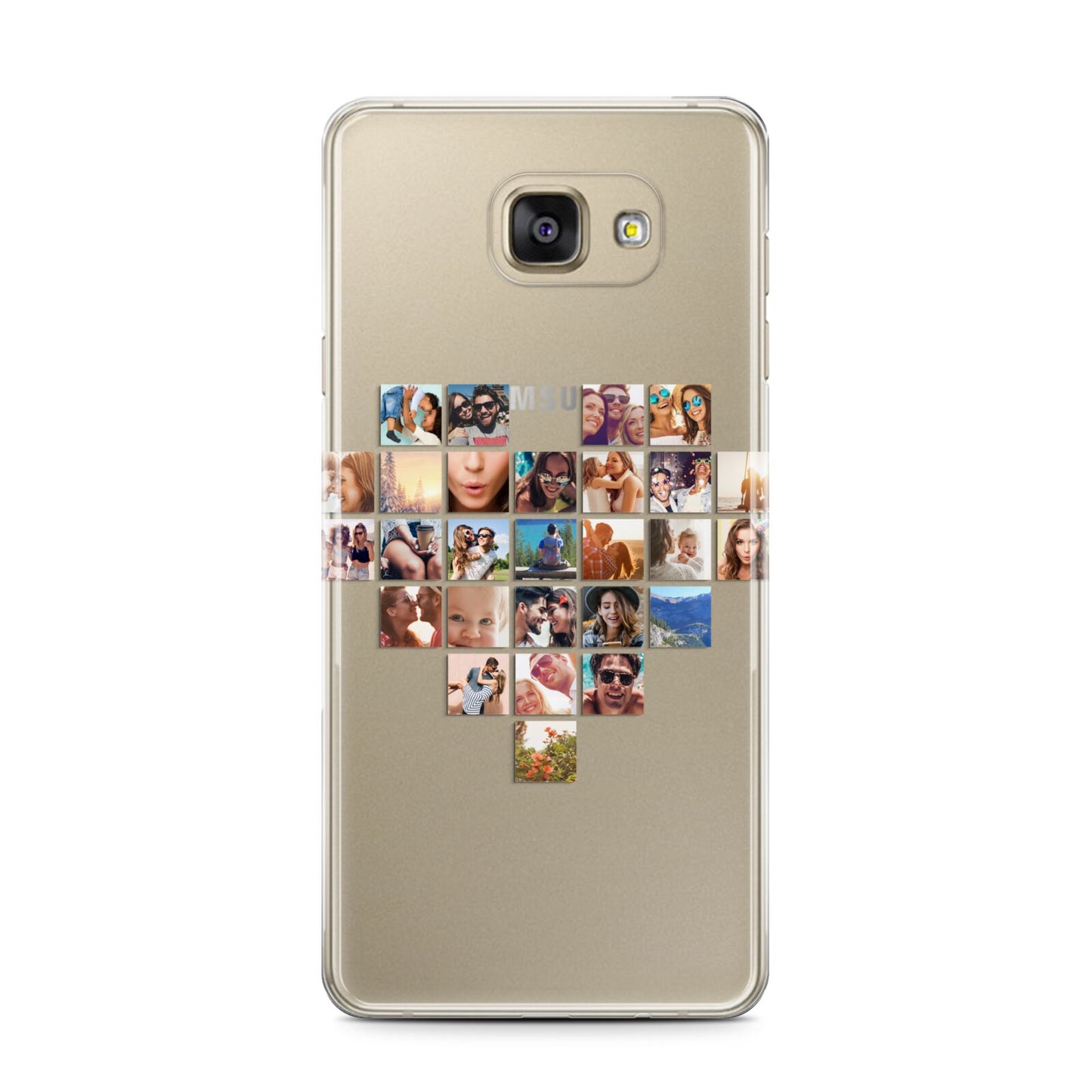 Large Heart Photo Montage Upload Samsung Galaxy A7 2016 Case on gold phone