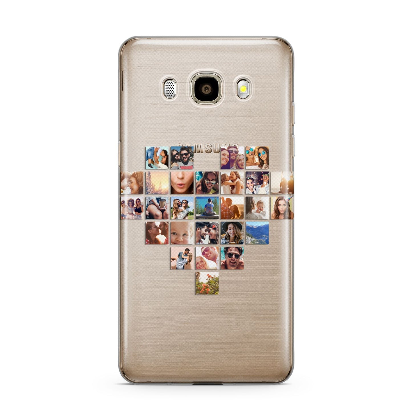 Large Heart Photo Montage Upload Samsung Galaxy J7 2016 Case on gold phone