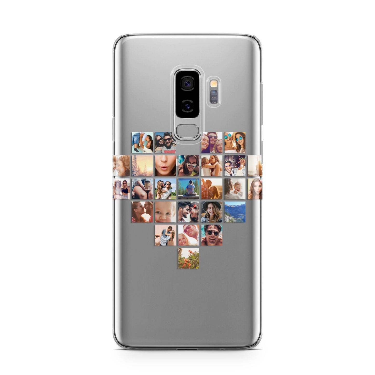 Large Heart Photo Montage Upload Samsung Galaxy S9 Plus Case on Silver phone