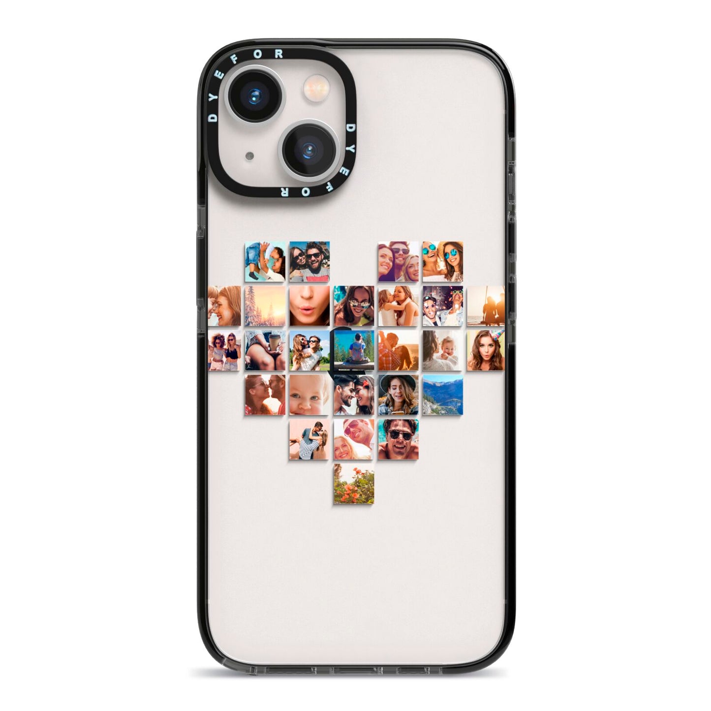 Large Heart Photo Montage Upload iPhone 13 Black Impact Case on Silver phone