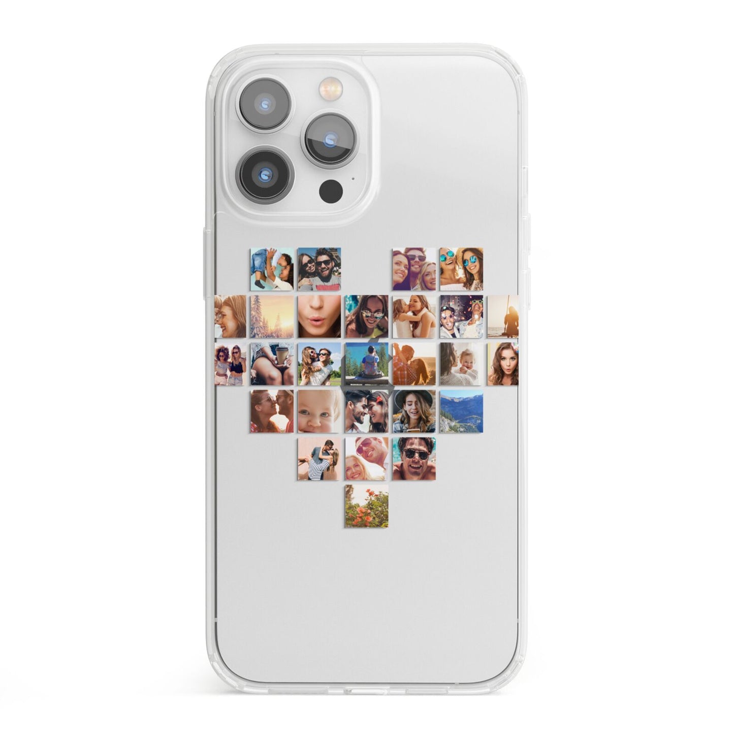 Large Heart Photo Montage Upload iPhone 13 Pro Max Clear Bumper Case