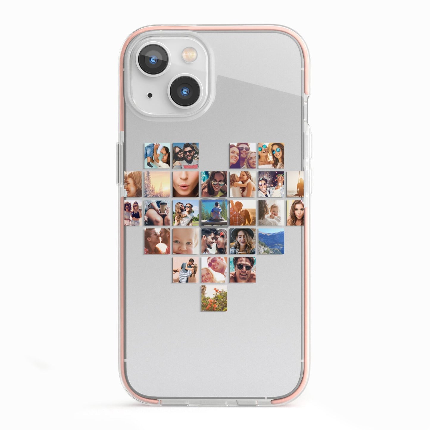 Large Heart Photo Montage Upload iPhone 13 TPU Impact Case with Pink Edges
