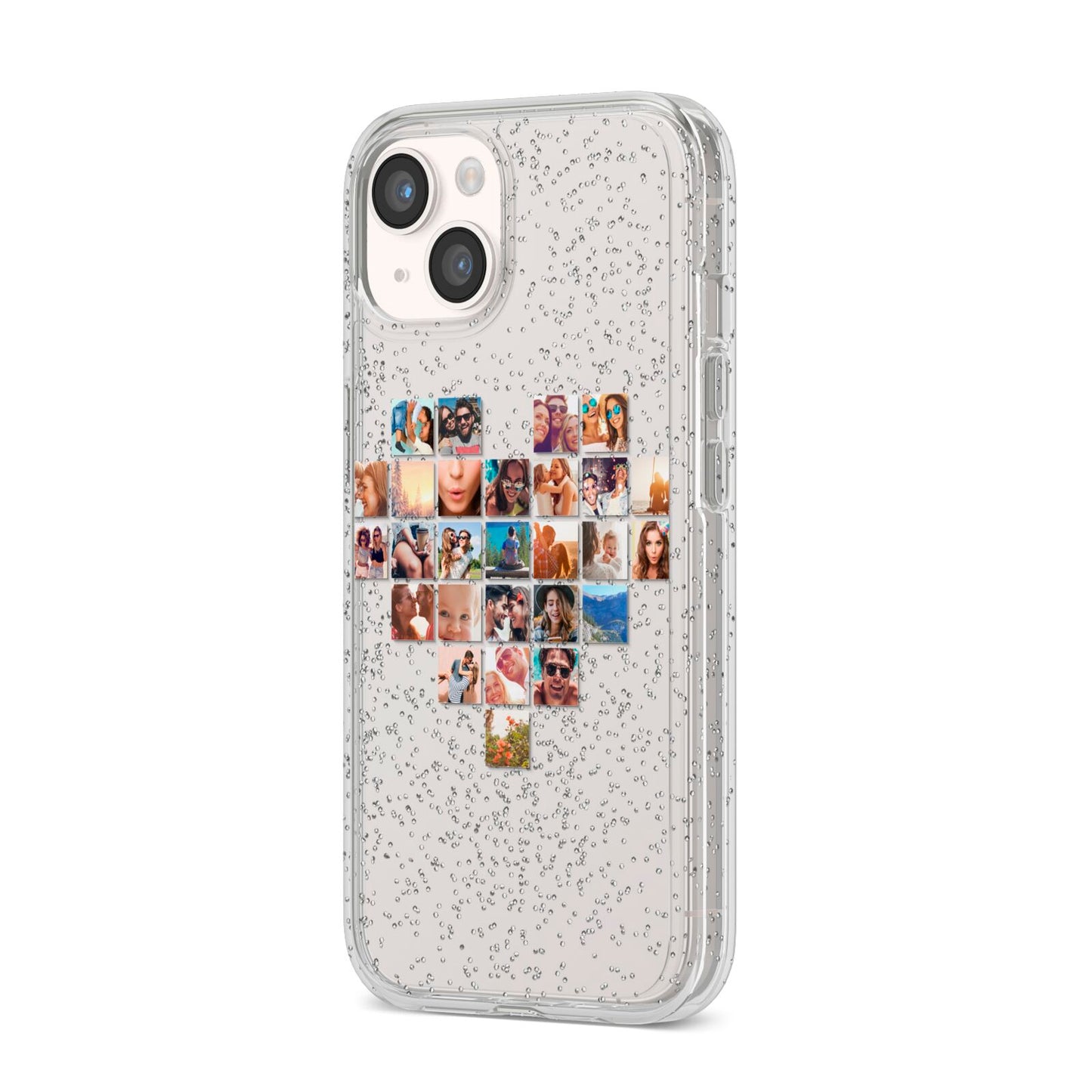 Large Heart Photo Montage Upload iPhone 14 Glitter Tough Case Starlight Angled Image