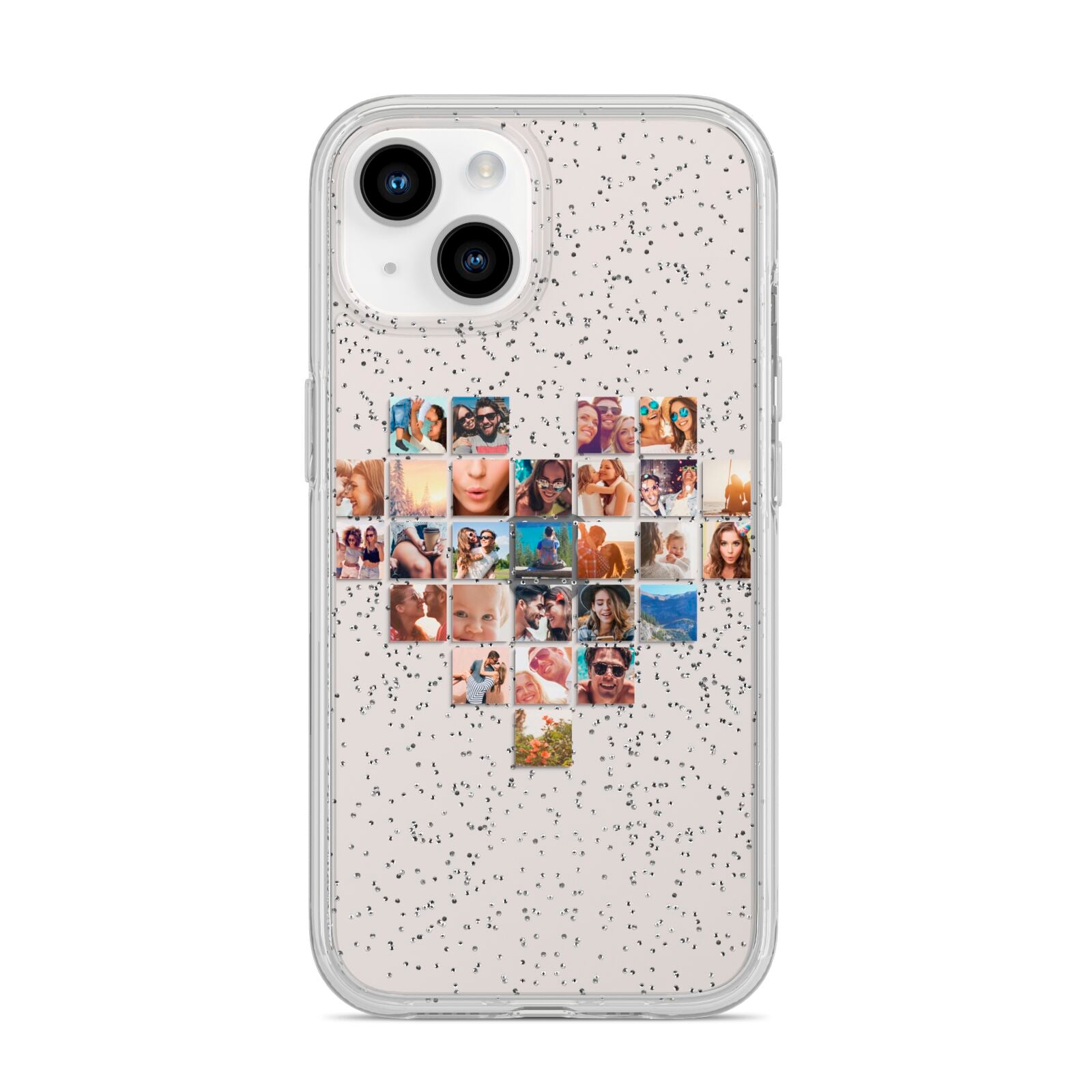 Large Heart Photo Montage Upload iPhone 14 Glitter Tough Case Starlight