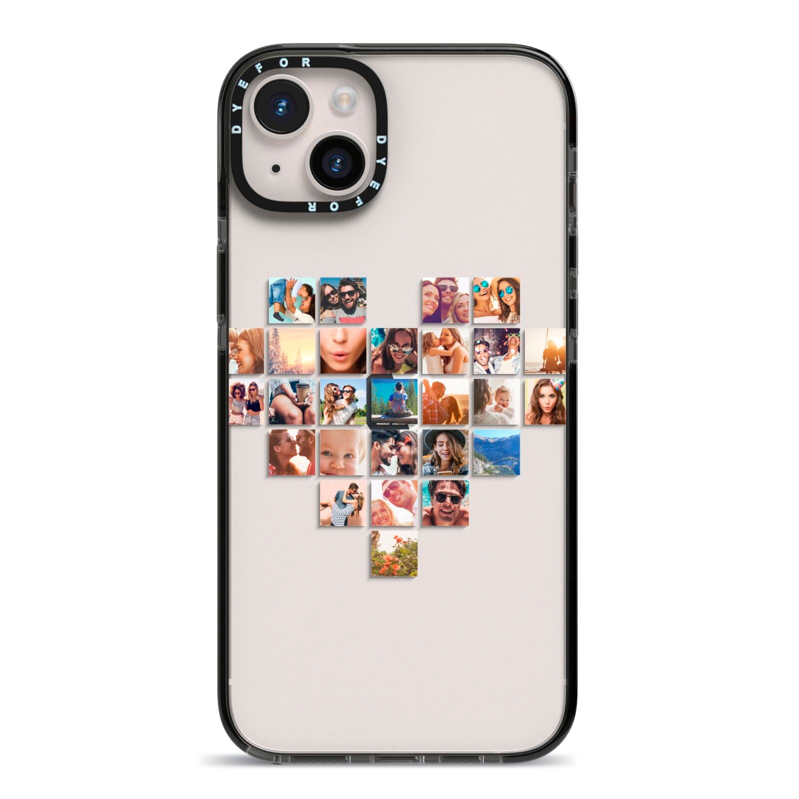 Large Heart Photo Montage Upload iPhone 14 Plus Black Impact Case on Silver phone