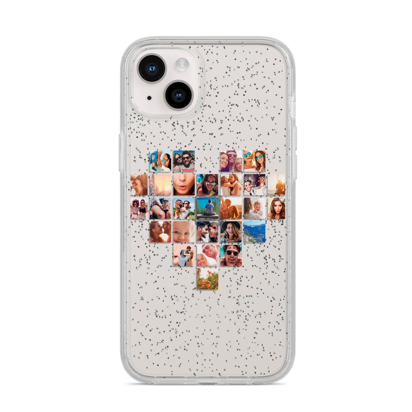 Large Heart Photo Montage Upload iPhone 14 Plus Glitter Tough Case Starlight