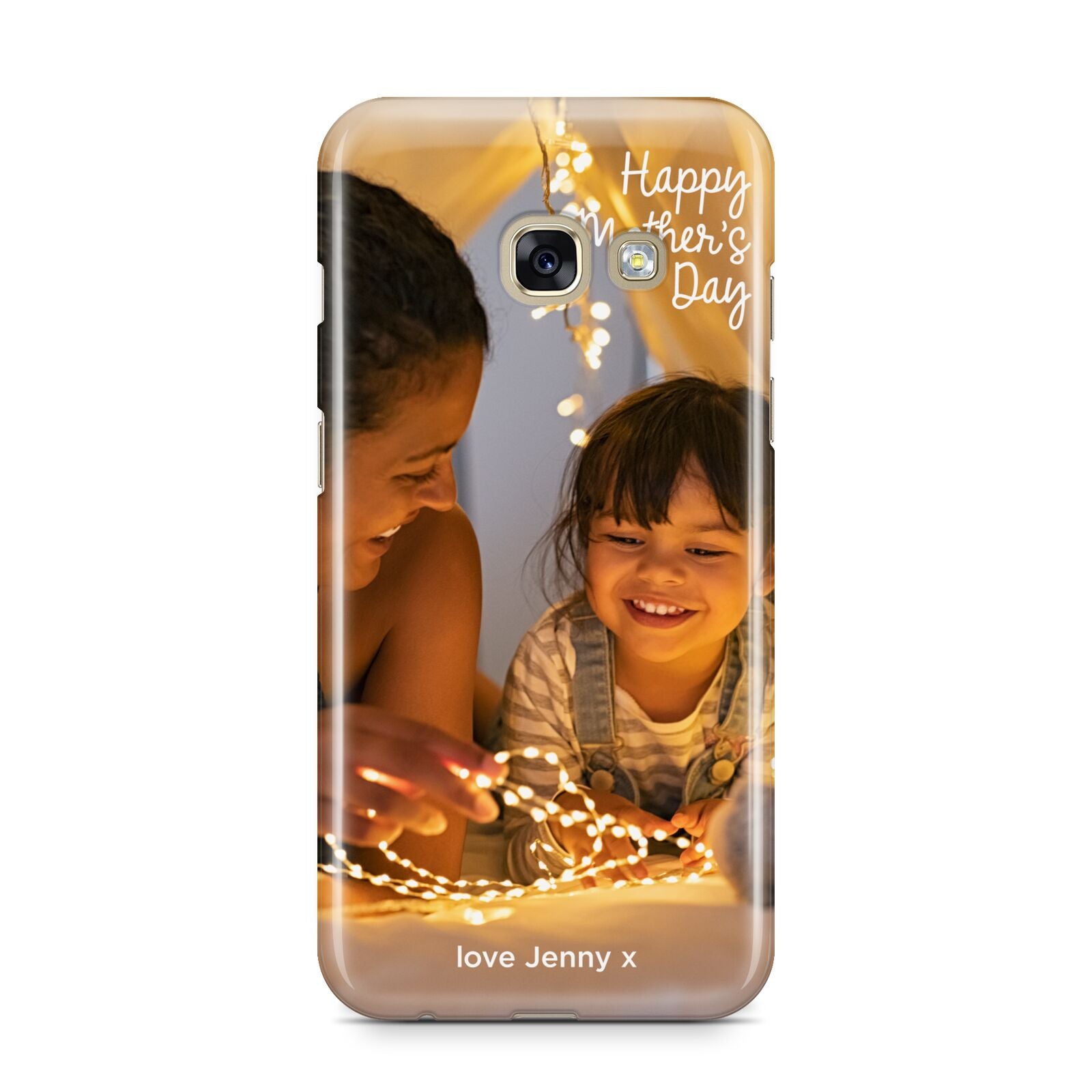 Large Mothers Day Photo with Name Samsung Galaxy A3 2017 Case on gold phone