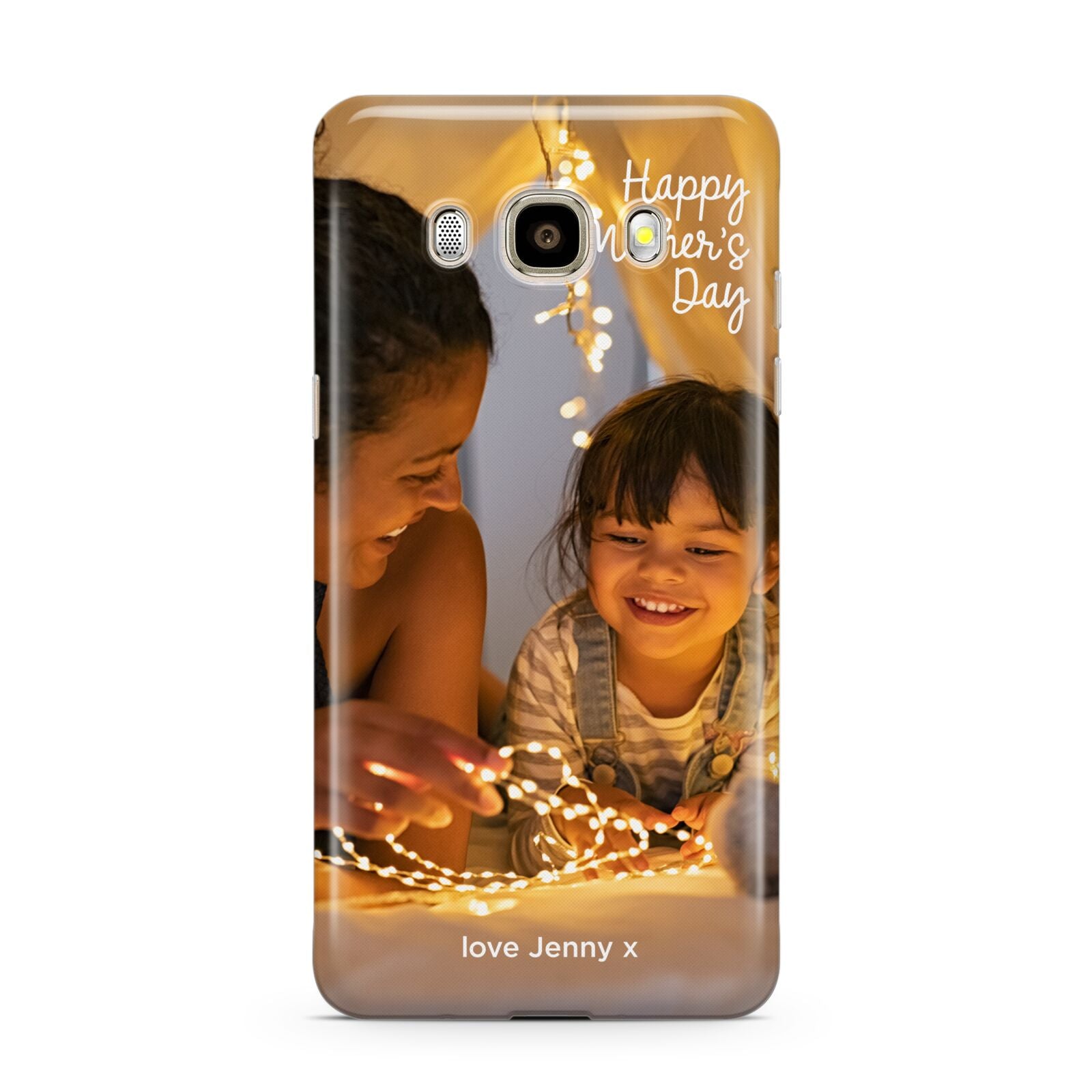 Large Mothers Day Photo with Name Samsung Galaxy J7 2016 Case on gold phone